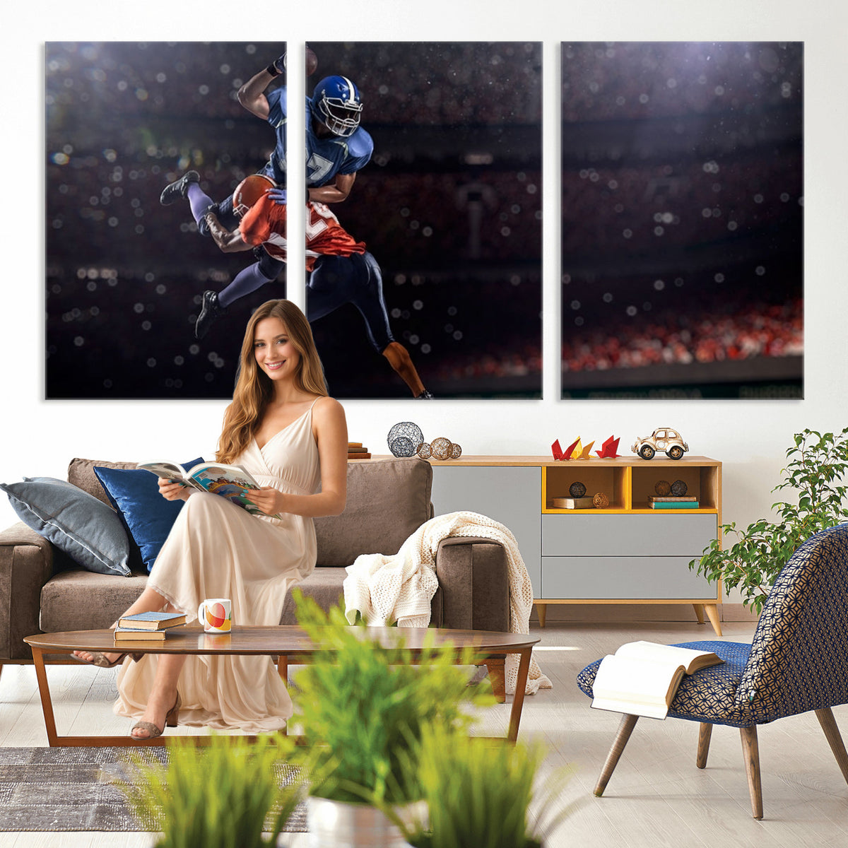68009-MGV-CV-36X24 - American Football Wall Art Canvas Print, Stadium Sport Wall Art Print