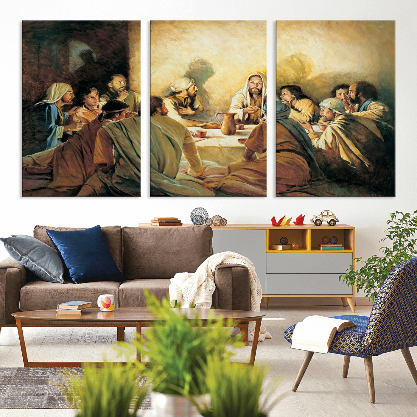-Last Supper Wall Art Canvas Print, Framed Jesus Painting Art Picture Print, Moderne Bibel Perfect Traditional/Religious Decor Artwork