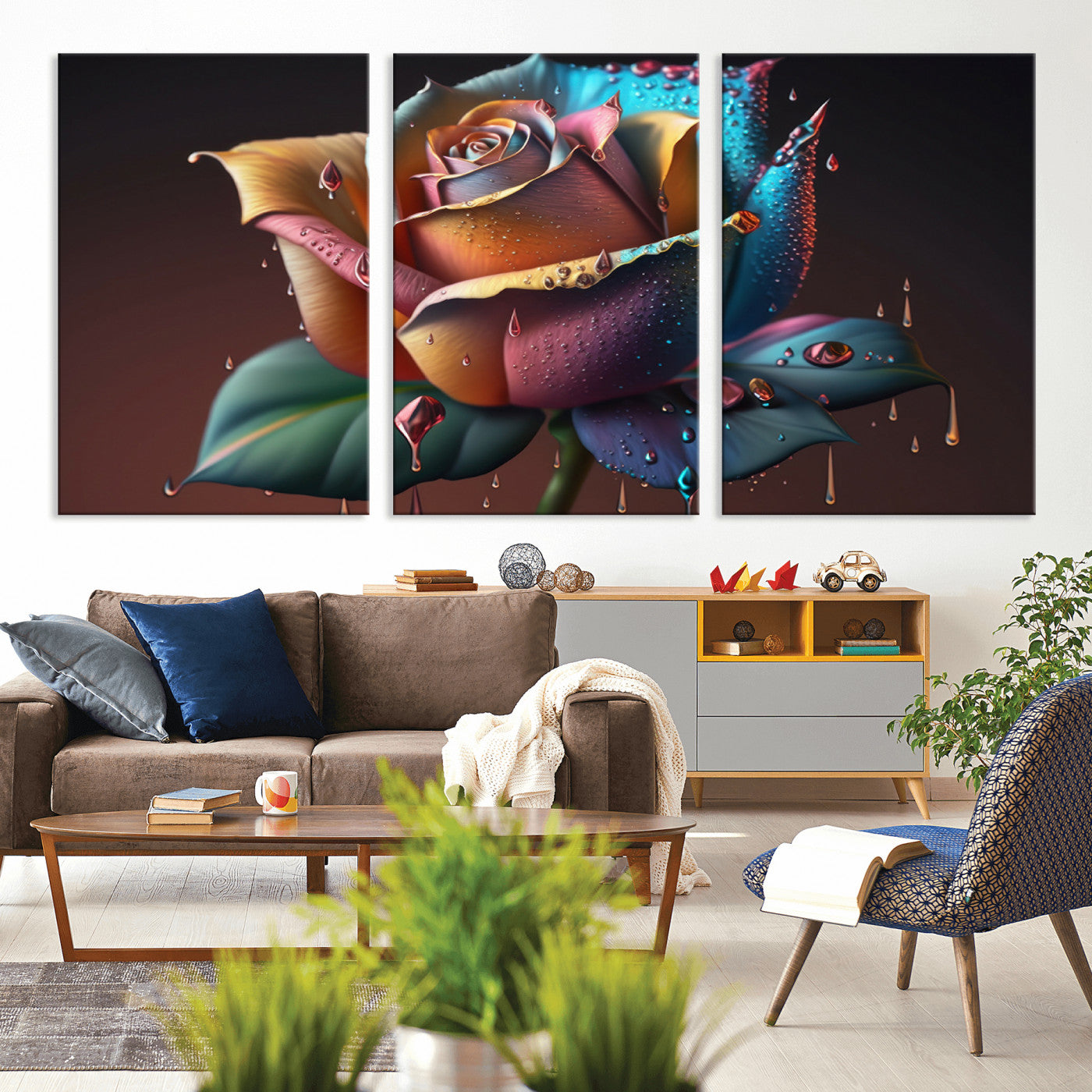 MGV-CV-60X30-3P - Abstract Rose Wall Art Canvas Print