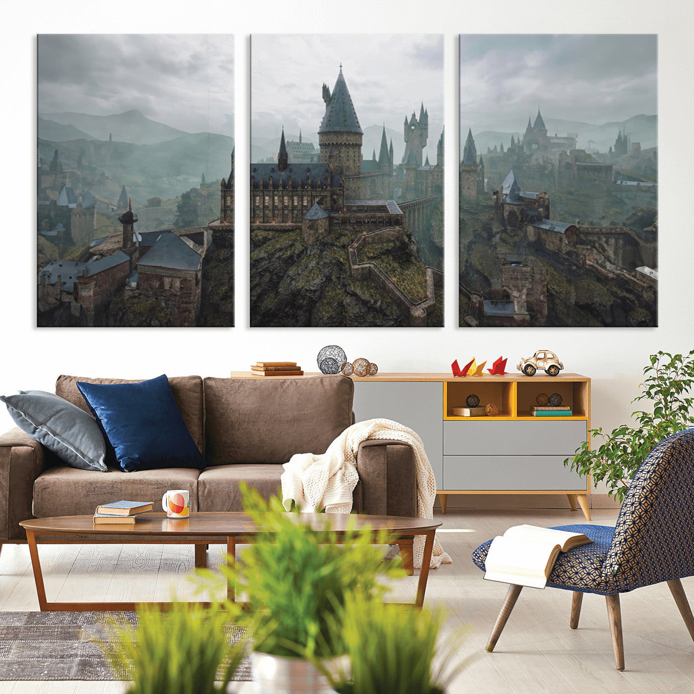 MGV-CV-60X30-3P - Disney Castle Wall Art Canvas Print, Living Kids Home Room Decor Art Print