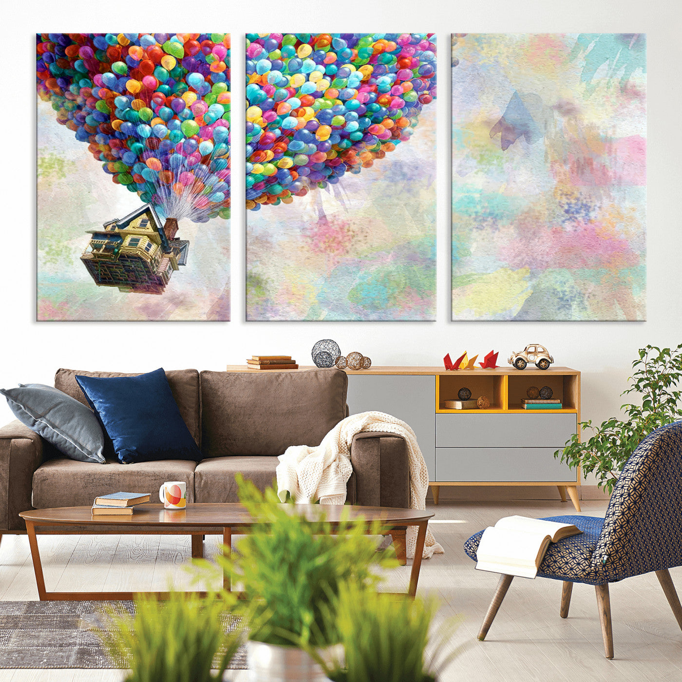 MGV-CV-60X30-3P - Up Pixar Poster, Look Up Pixar Wall Art, Up Pixar Canvas, Kids Play Game Room Decor Wall Art