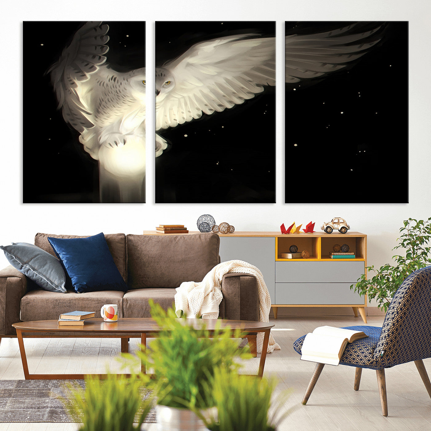 MGV-CV-60X30-3P - Night Owl Art -  Illuminating the Darkness – Unique Animal-Inspired Wall Art for Modern Decor |