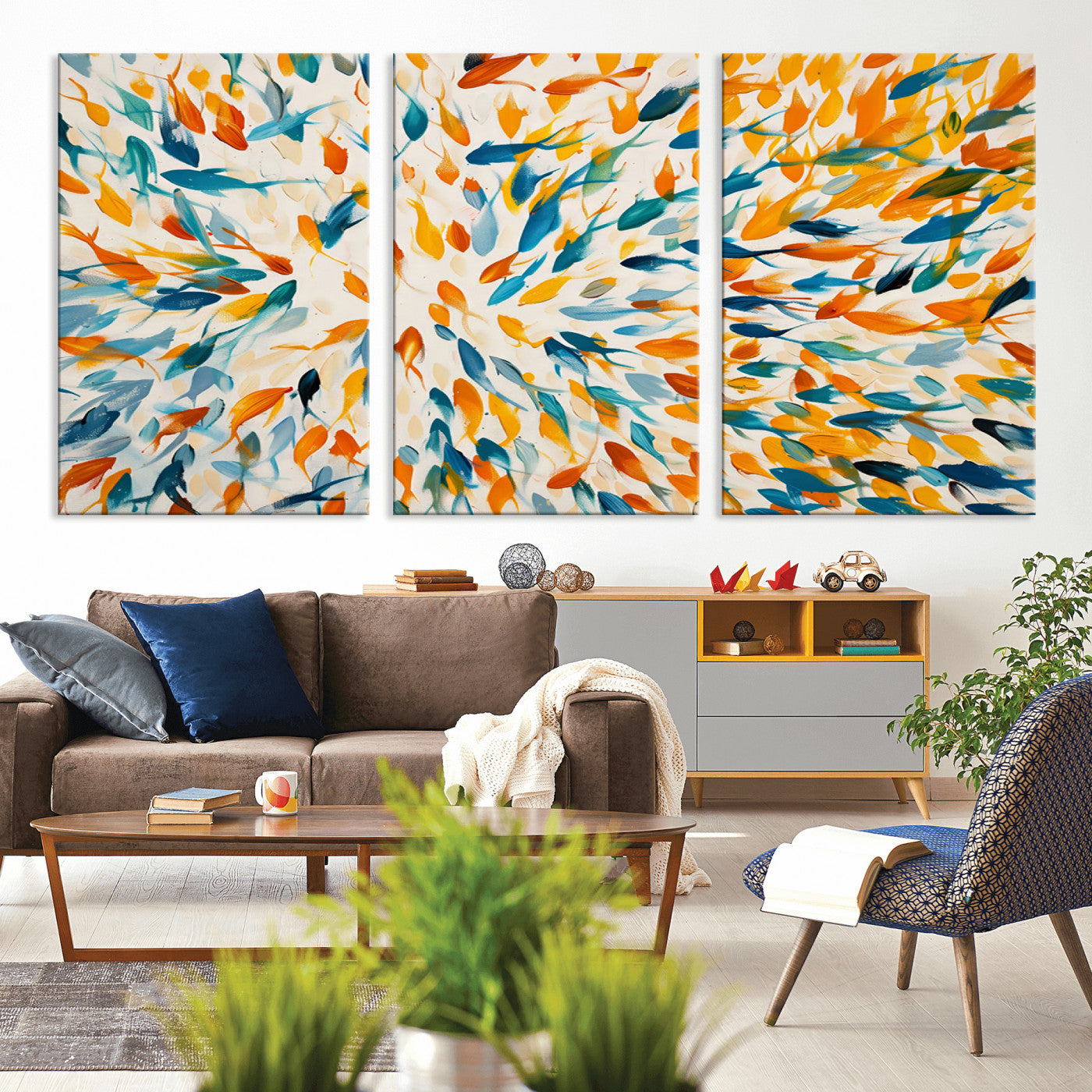 -Colorful Fish Wall Art Print – Abstract Ocean-Inspired Wall Art for Modern Spaces | Framed Canvas,