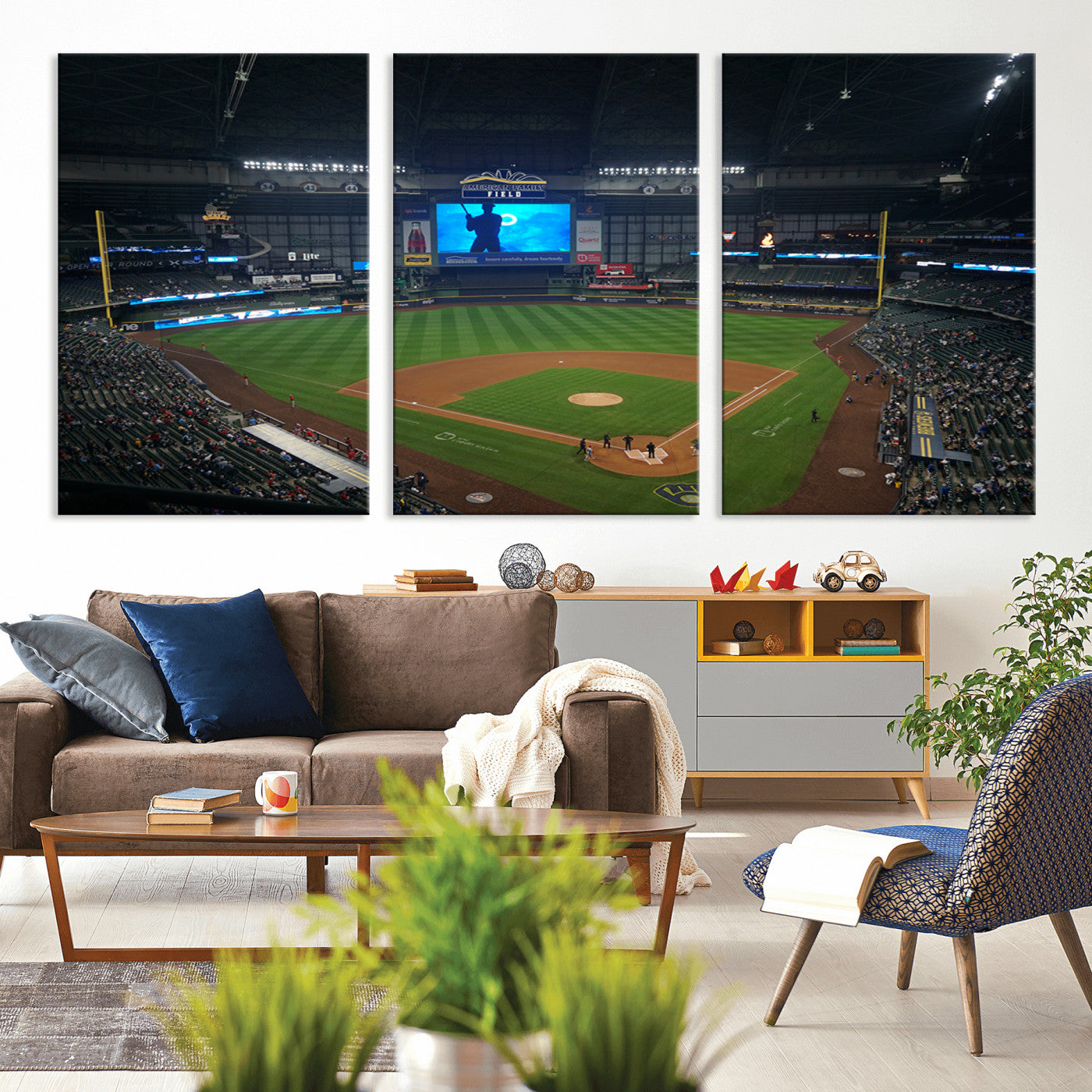 MGV-CV-60X30-3P - Milwaukee Brewers Baseball Art Print - American Family Field Stadium Wall Art Canvas Print