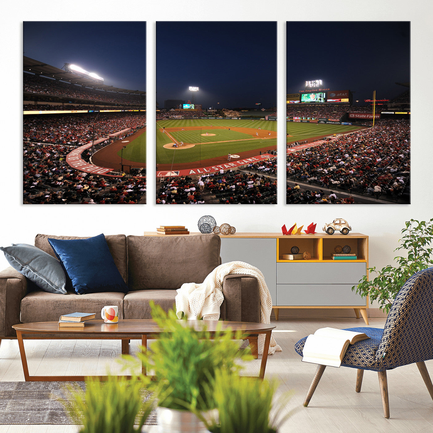 MGV-CV-60X30-3P - Los Angeles Angels Baseball Team Print - Anaheim Angel Stadium Wall Art Canvas Print