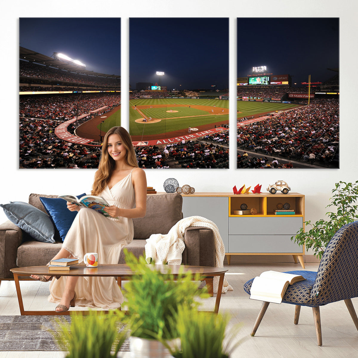 88896-MGV-CV-36X24 - Los Angeles Angels Baseball Team Print, Anaheim Angel Stadium Wall Art