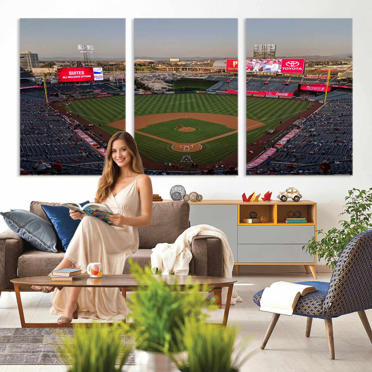 45864-MGV-CV-36X24 - Los Angeles Angels Baseball Canvas Print, Anaheim Angel Stadium Wall Art