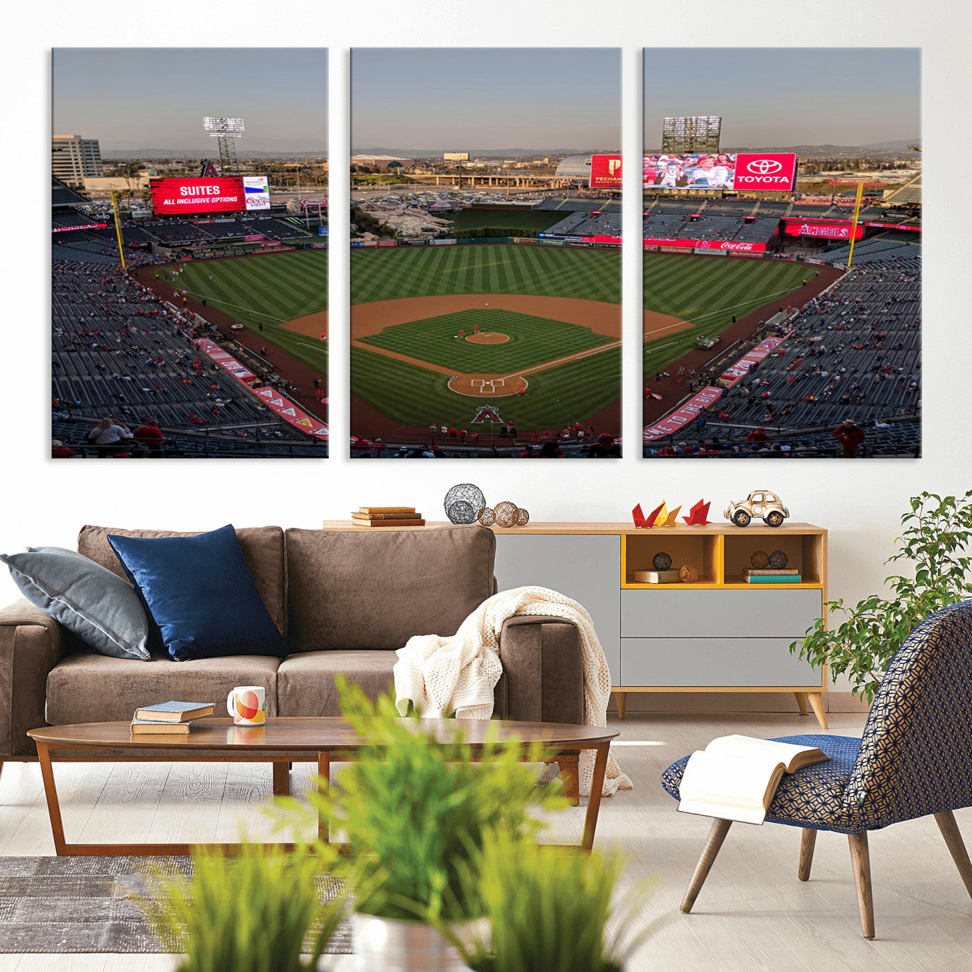 MGV-CV-60X30-3P - Los Angeles Angels Baseball Canvas Print - Anaheim Angel Stadium Wall Art Canvas Print