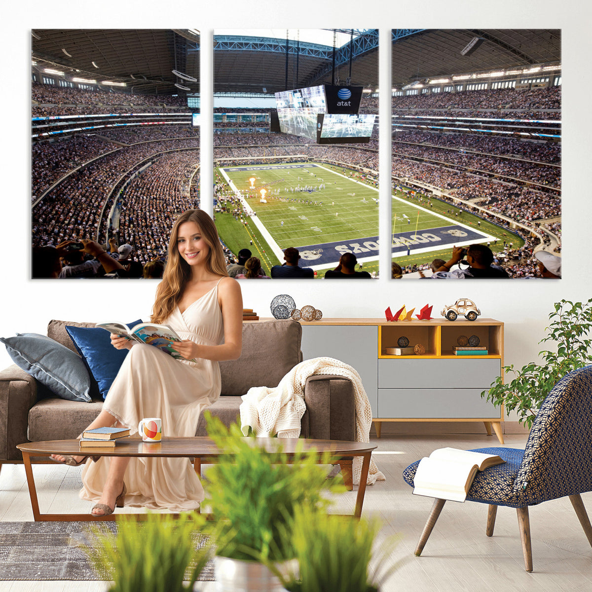 82096-MGV-CV-36X24 - Dallas Cowboys Football Team Print - Arlington AT&T Stadium Wall Art Canvas Print