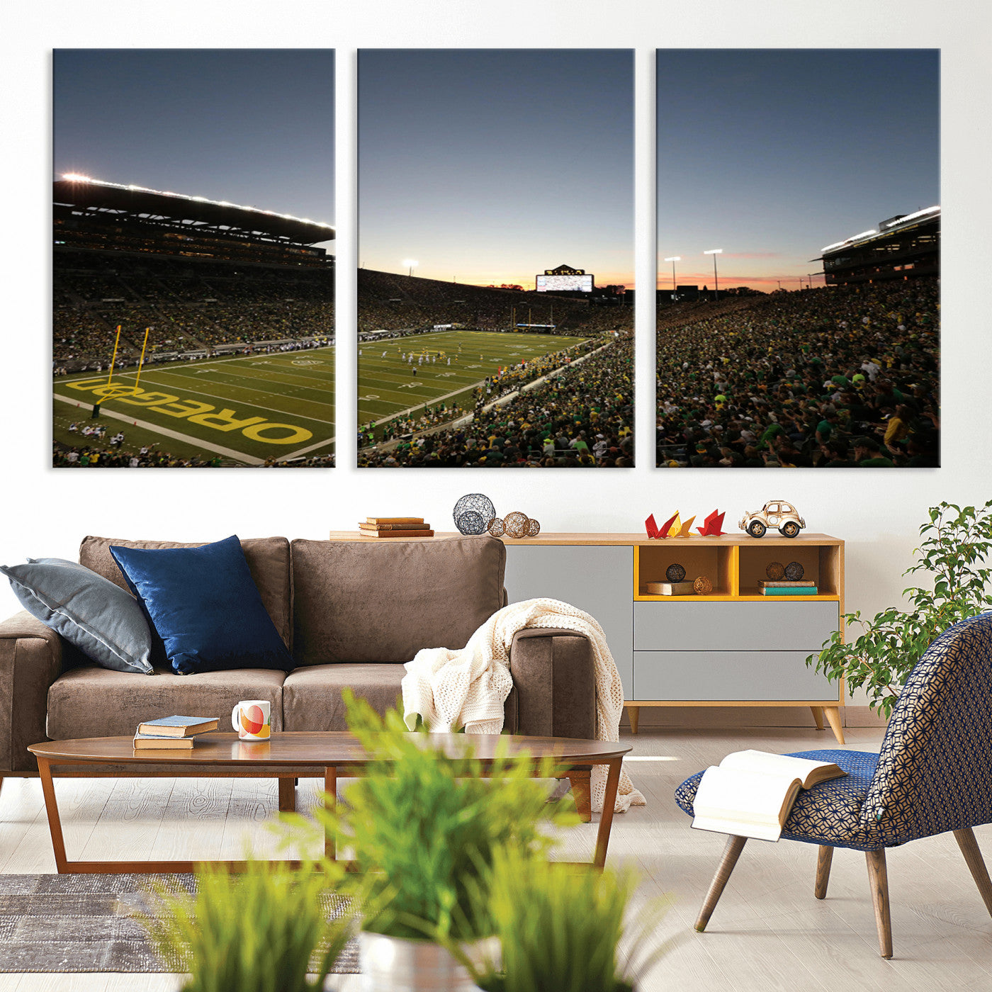 MGV-CV-60X30-3P - Oregon Ducks Football Team Print - Eugene Autzen Stadium Wall Art Canvas Print