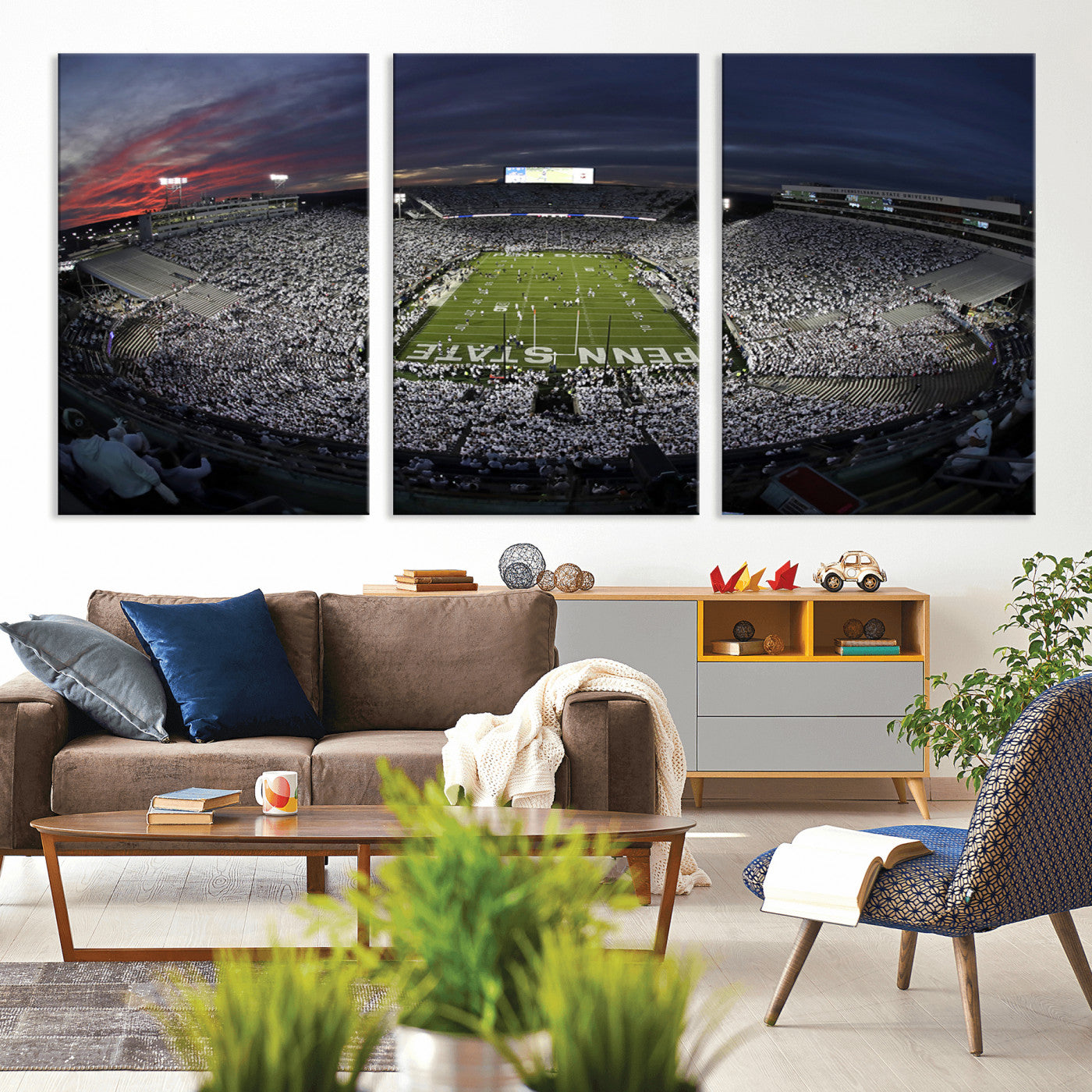 MGV-CV-60X30-3P - Penn State University Nittany Lions Football Team Print - University Park Beaver Stadium Wall Art
