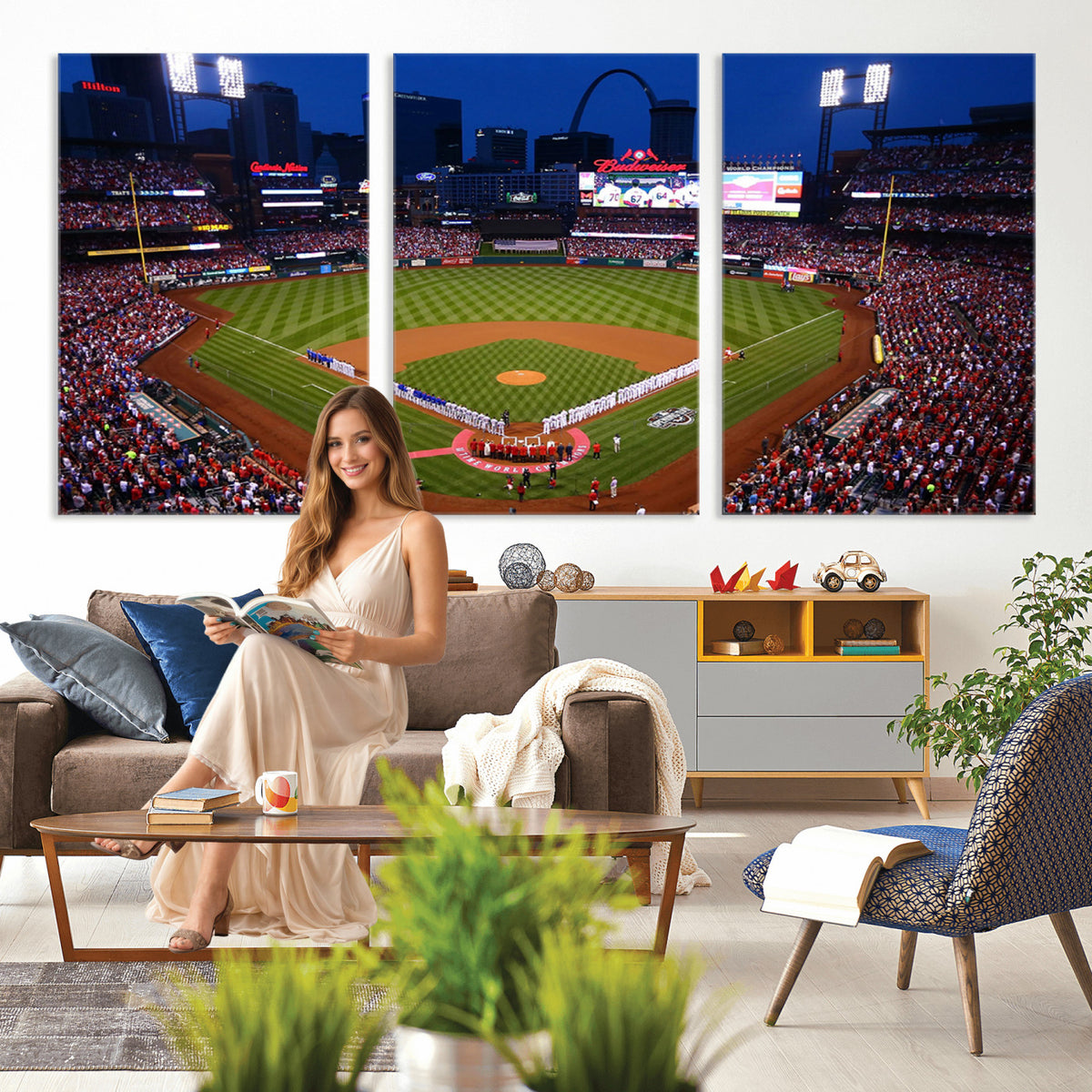 11925-MGV-CV-36X24 - St. Louis Cardinals Baseball Team Print, Busch Stadium Wall Art