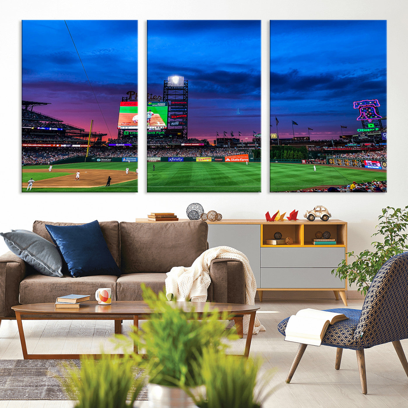 MGV-CV-60X30-3P - Philadelphia Phillies Baseball Team Print - Philadelphia Citizens Bank Park Stadium Canvas Wall Art