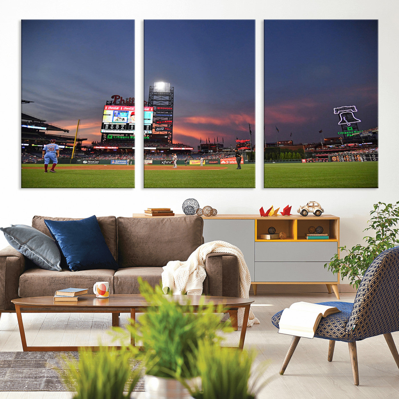MGV-CV-60X30-3P - Philadelphia Phillies Baseball Print - Philadelphia Citizens Bank Park Stadium Wall Art, Phillies