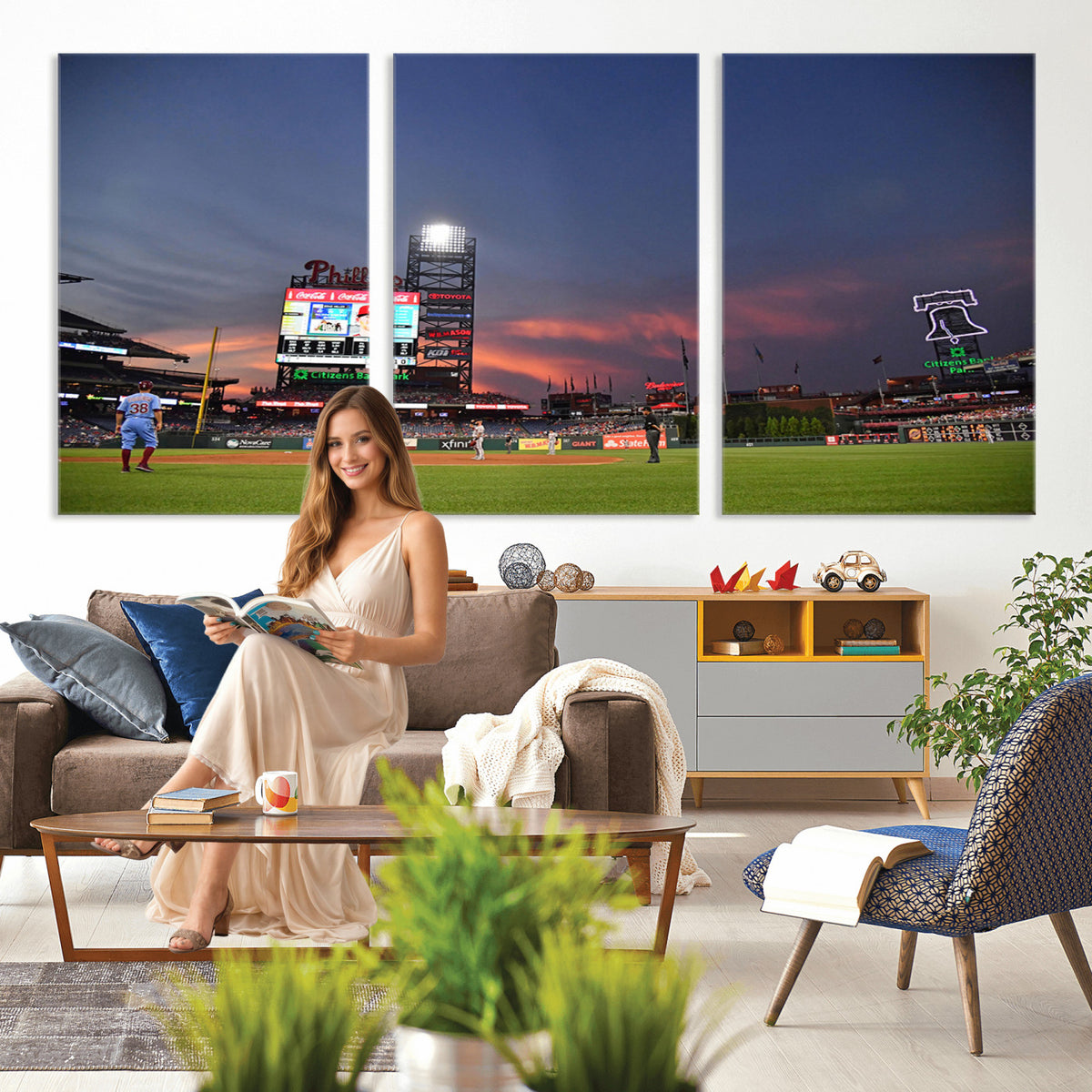 22594-MGV-CV-36X24 - Philadelphia Phillies Baseball Print - Philadelphia Citizens Bank Park Stadium Wall Art, Phillies