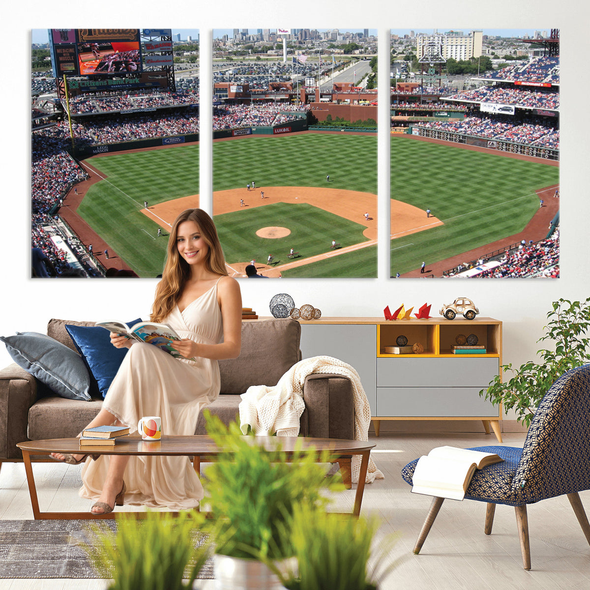 85755-MGV-CV-36X24 - Philadelphia Phillies Baseball Team Print - Philadelphia Citizens Bank Park Stadium Wall Art Canvas