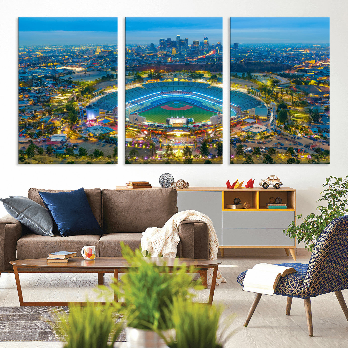 MGV-CV-60X30-3P - Los Angeles Dodgers Wall Art Canvas, Dodger Stadium Wall Art Canvas Print - MLB Baseball Stadium