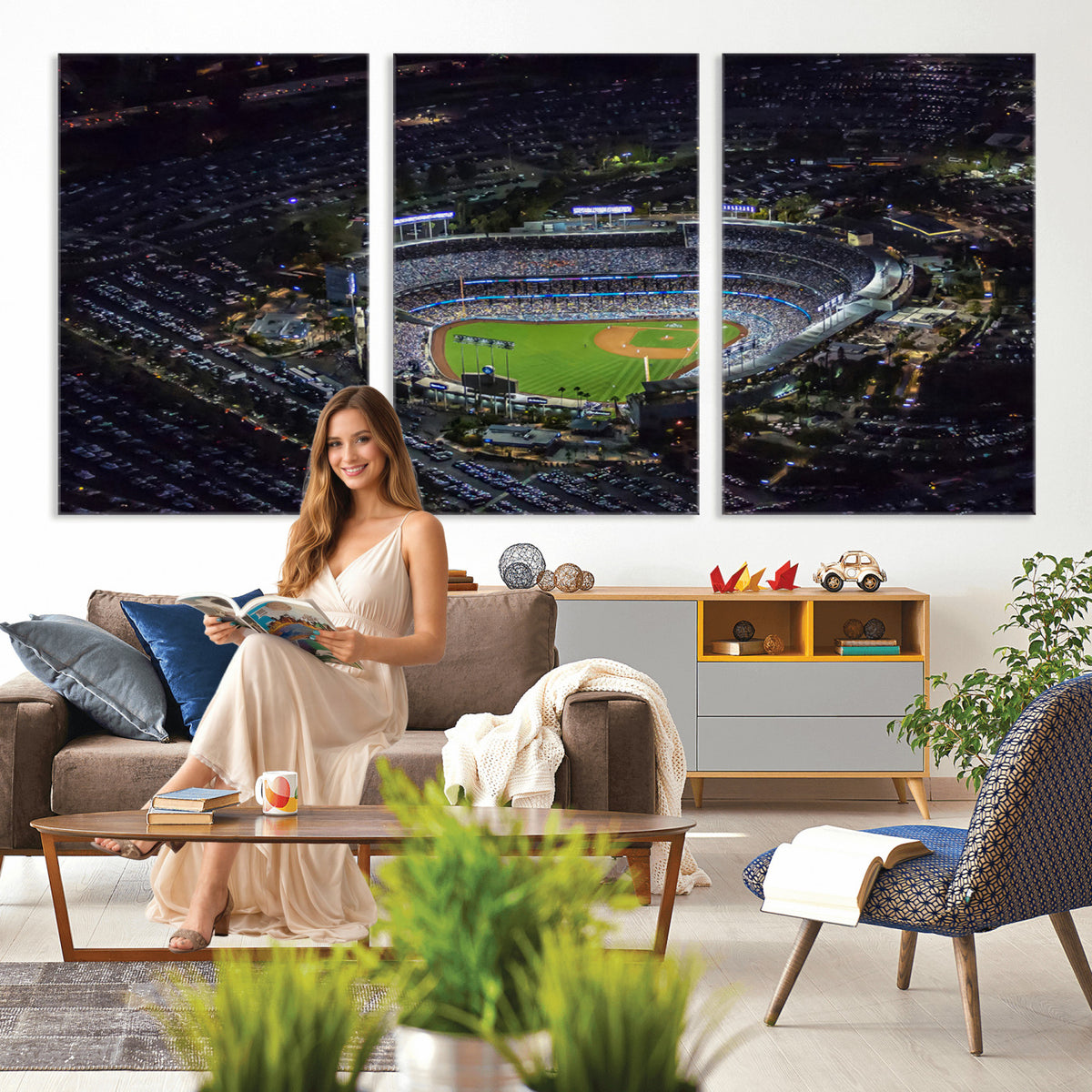 20932-MGV-CV-36X24 - Los Angeles Dodgers Dodger Stadium Wall Art Canvas Print