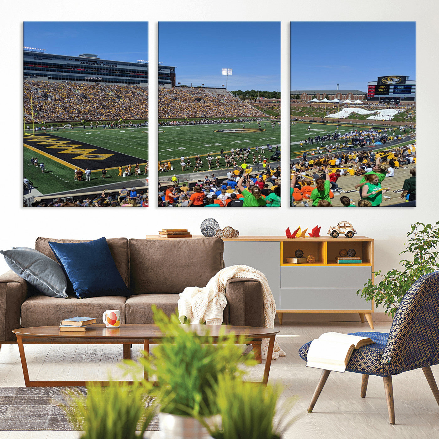 MGV-CV-60X30-3P - University of Missouri Tigers Football Team Print - Columbia Faurot Field Memorial Stadium Wall Art