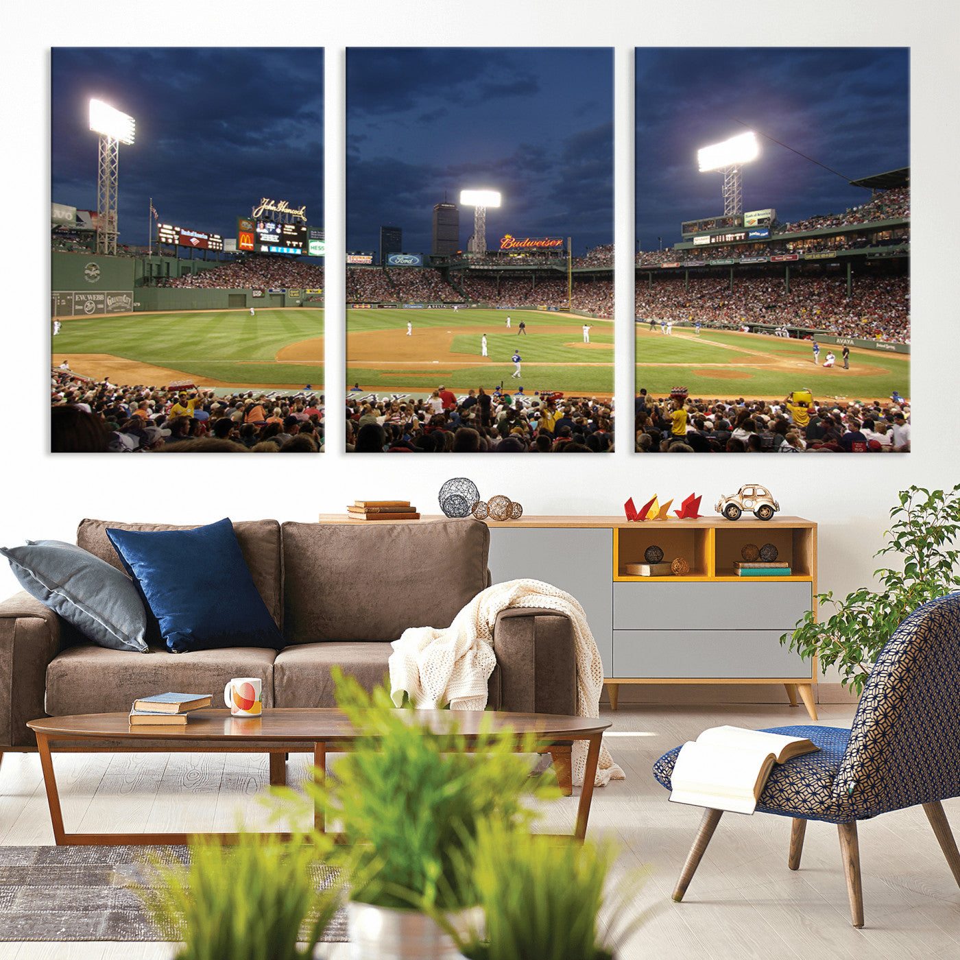 MGV-CV-60X30-3P - Boston Red Sox Baseball Team Print Canvas - Massachusetts Fenway Park Stadium Wall Art Canvas Print