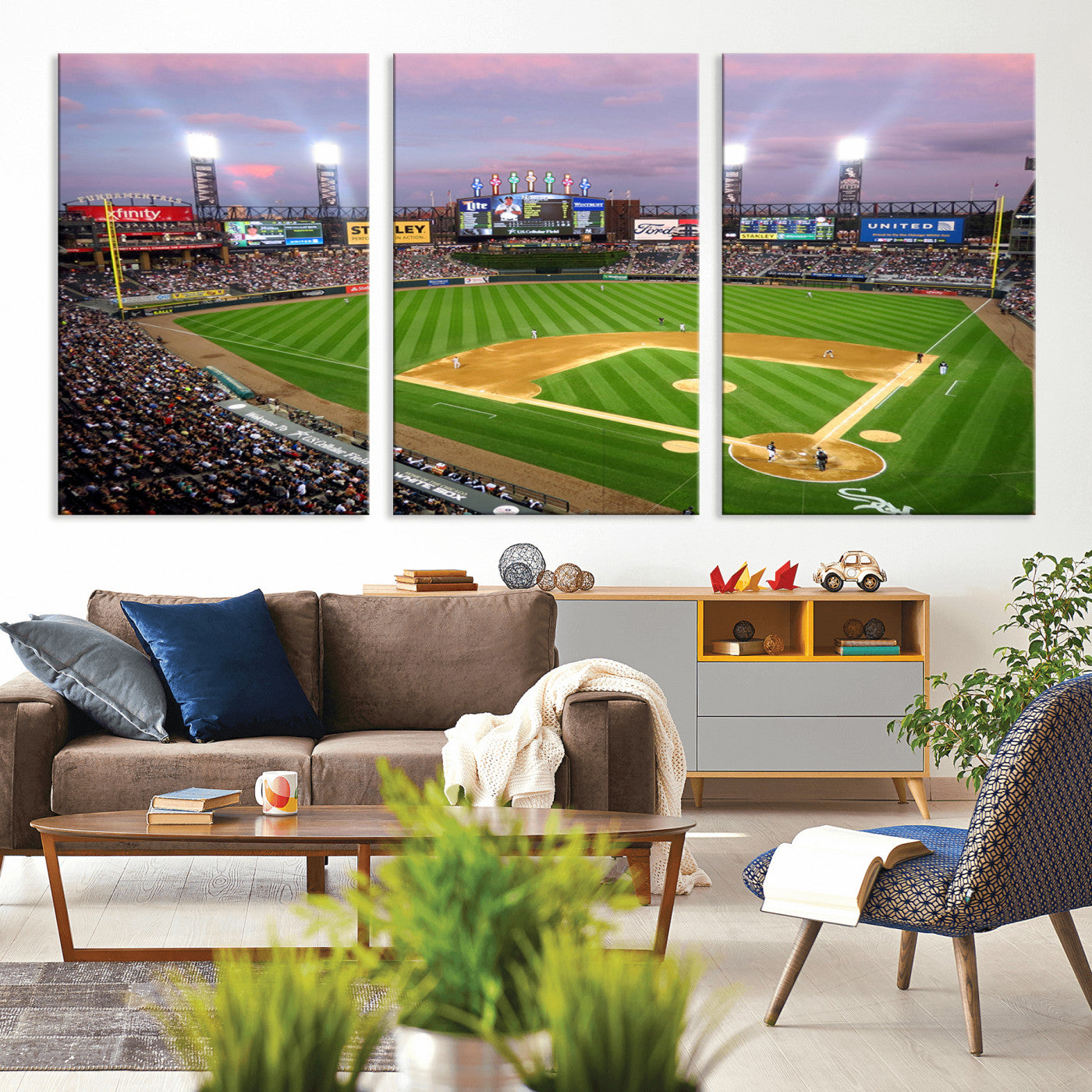 MGV-CV-60X30-3P - Chicago White Sox Baseball Team Print Canvas- Guaranteed Rate Field Stadium Wall Art Canvas Print