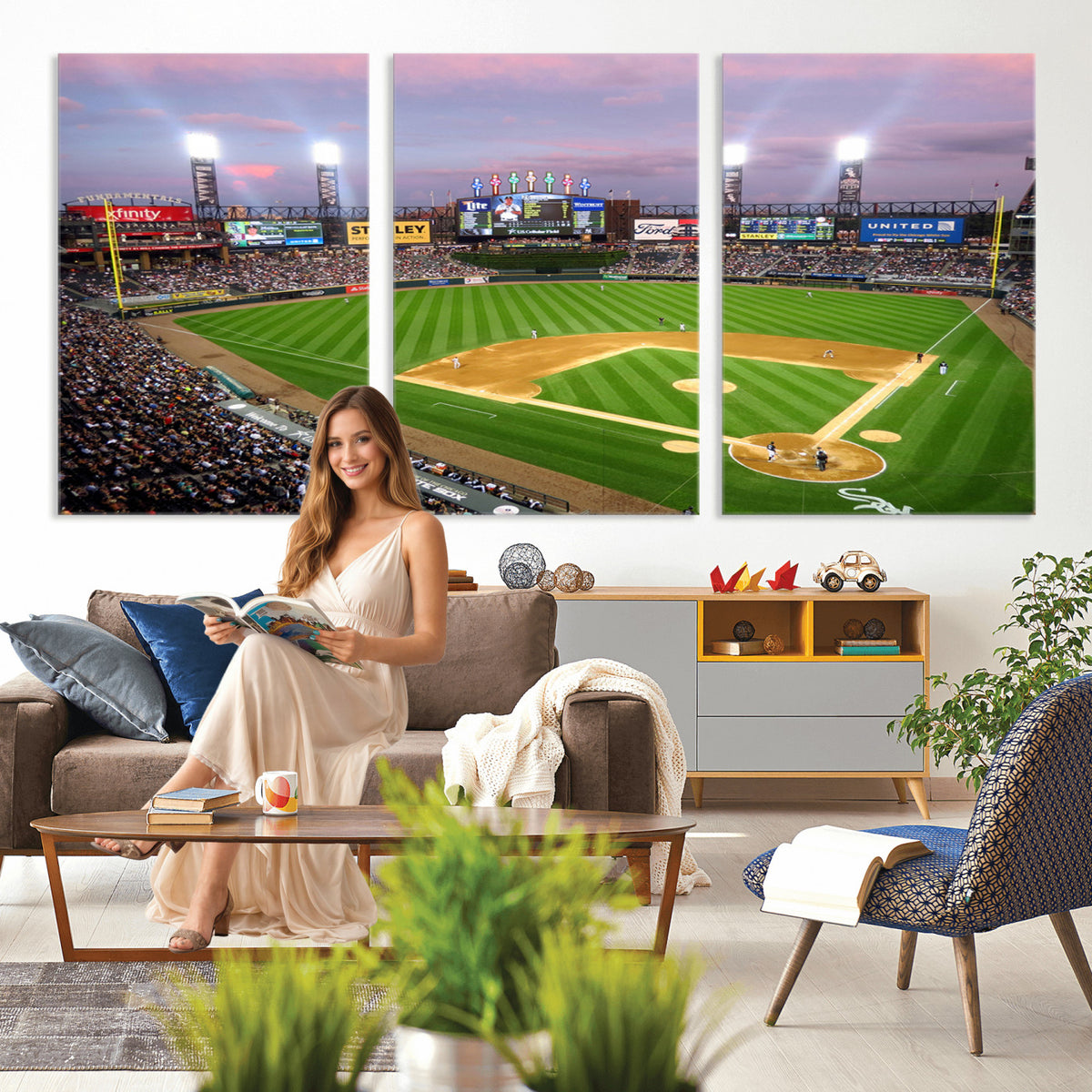 38470-MGV-CV-36X24 - Chicago White Sox Baseball Team Print Canvas, Guaranteed Rate Field Stadium Wall Art