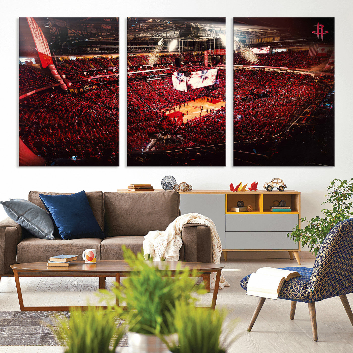 MGV-CV-60X30-3P - Houston Rockets Basketball Team Print Canvas- Houston Toyota Center Stadium Wall Art Canvas Print