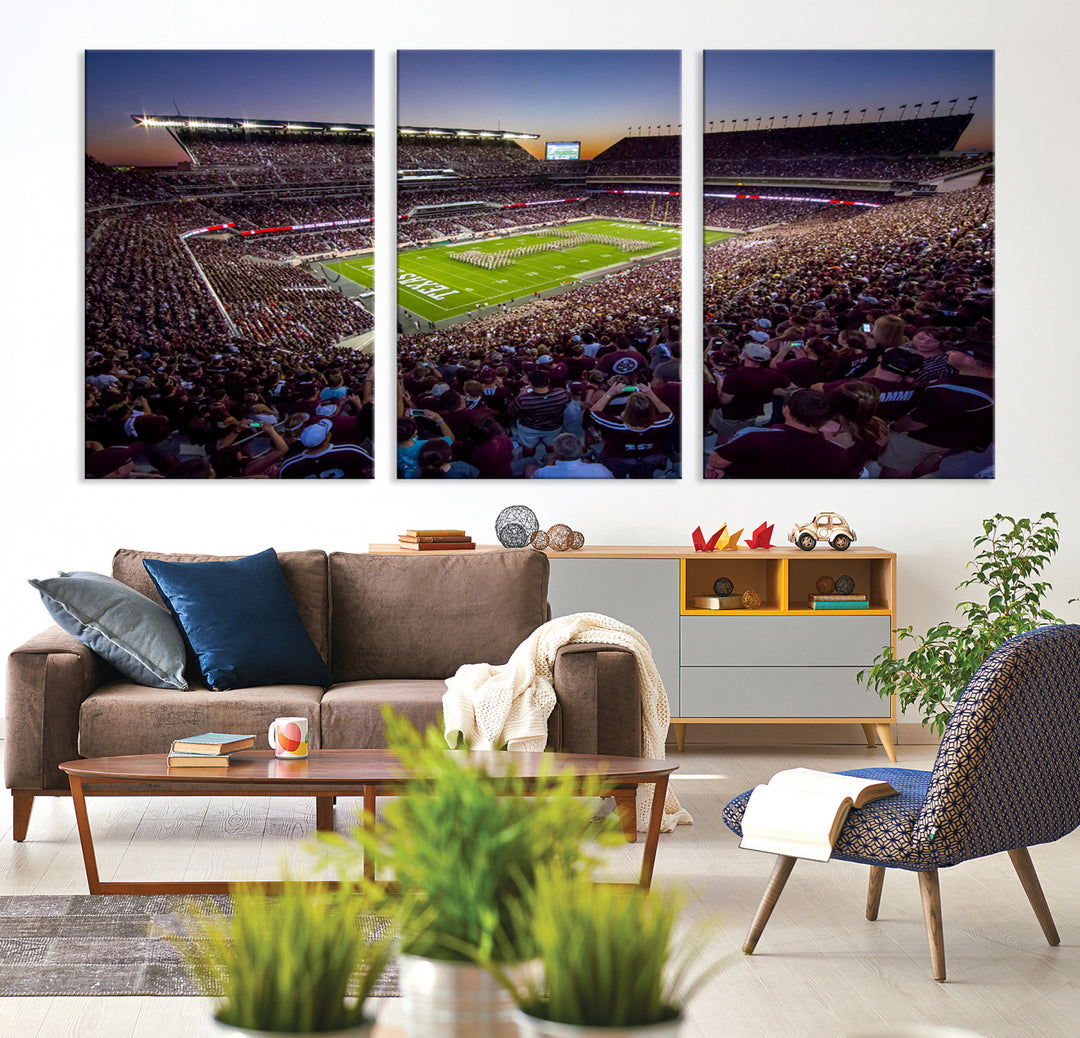 Texas A&M University Aggies Football Team Print - College Station Kyle Field Stadium Wall Art Canvas Print