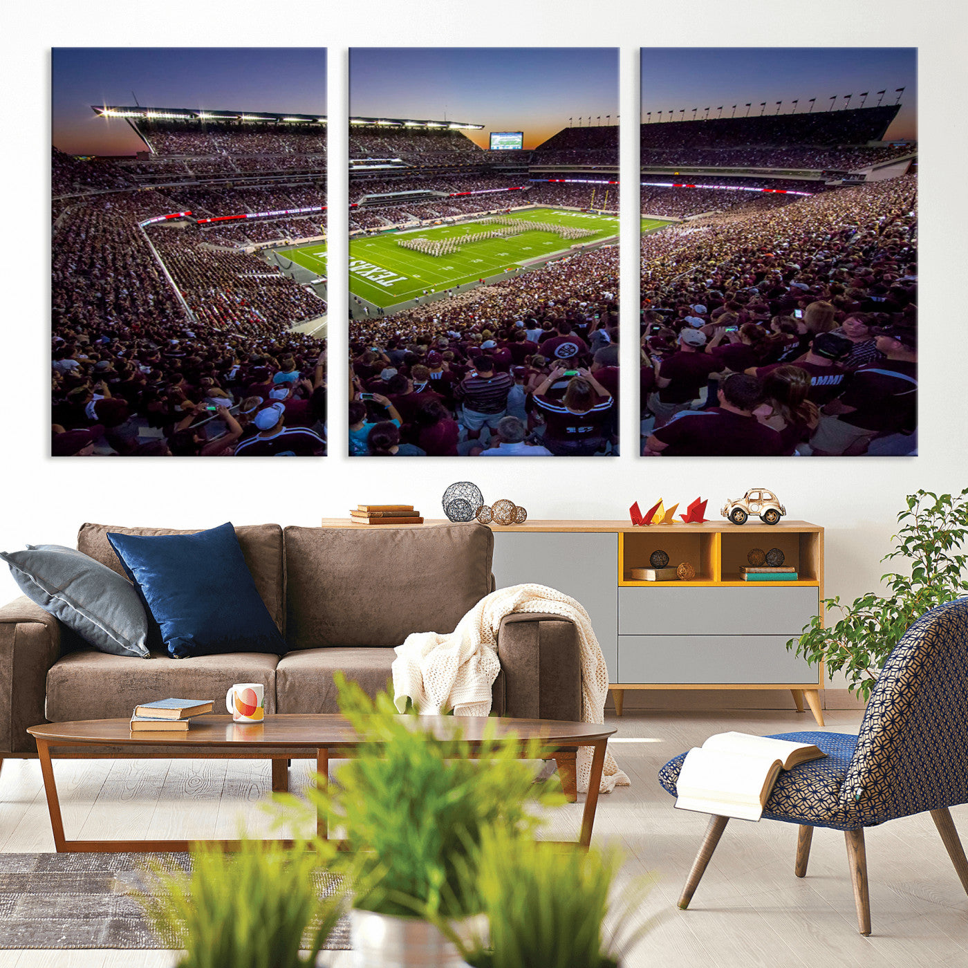 MGV-CV-60X30-3P - Texas A&M University Aggies Football Team Print - College Station Kyle Field Stadium Wall Art Canvas