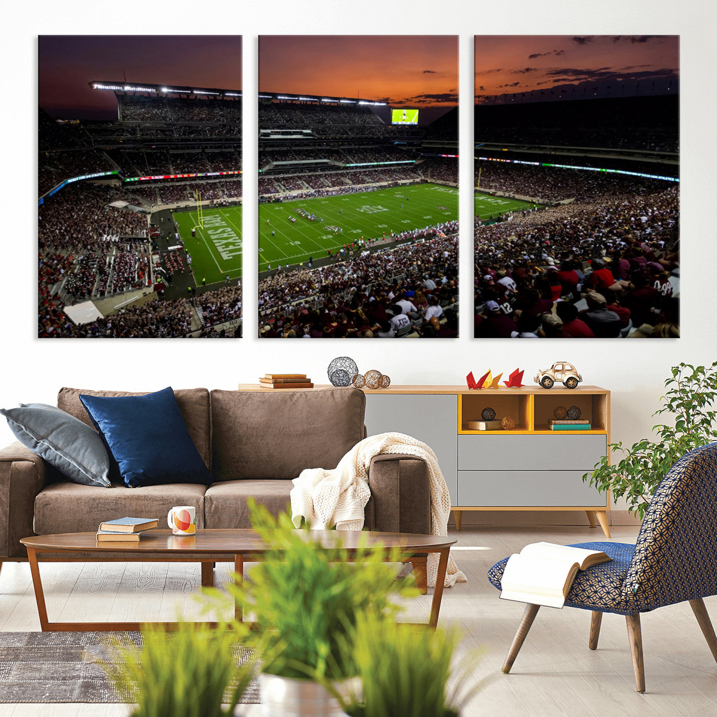 MGV-CV-60X30-3P - Texas A&M Aggies Football Team Print - College Station Kyle Field Stadium Wall Art Canvas Print