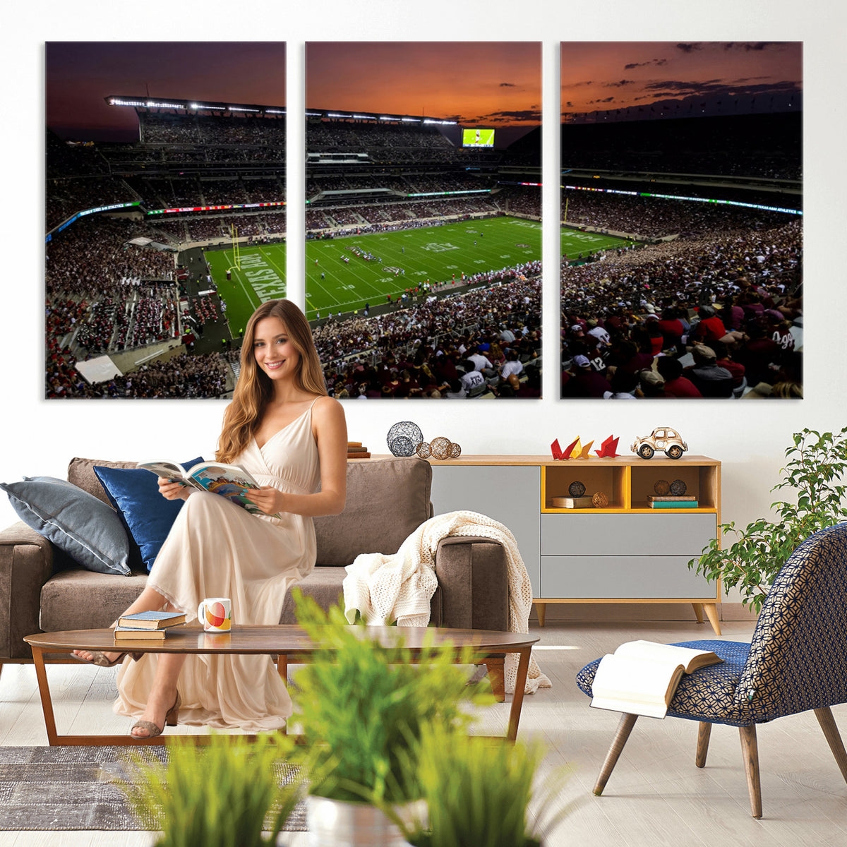 45603-MGV-CV-36X24 - Texas A&M University Aggies Football Team Print, College Station Kyle Field Stadium Wall Art