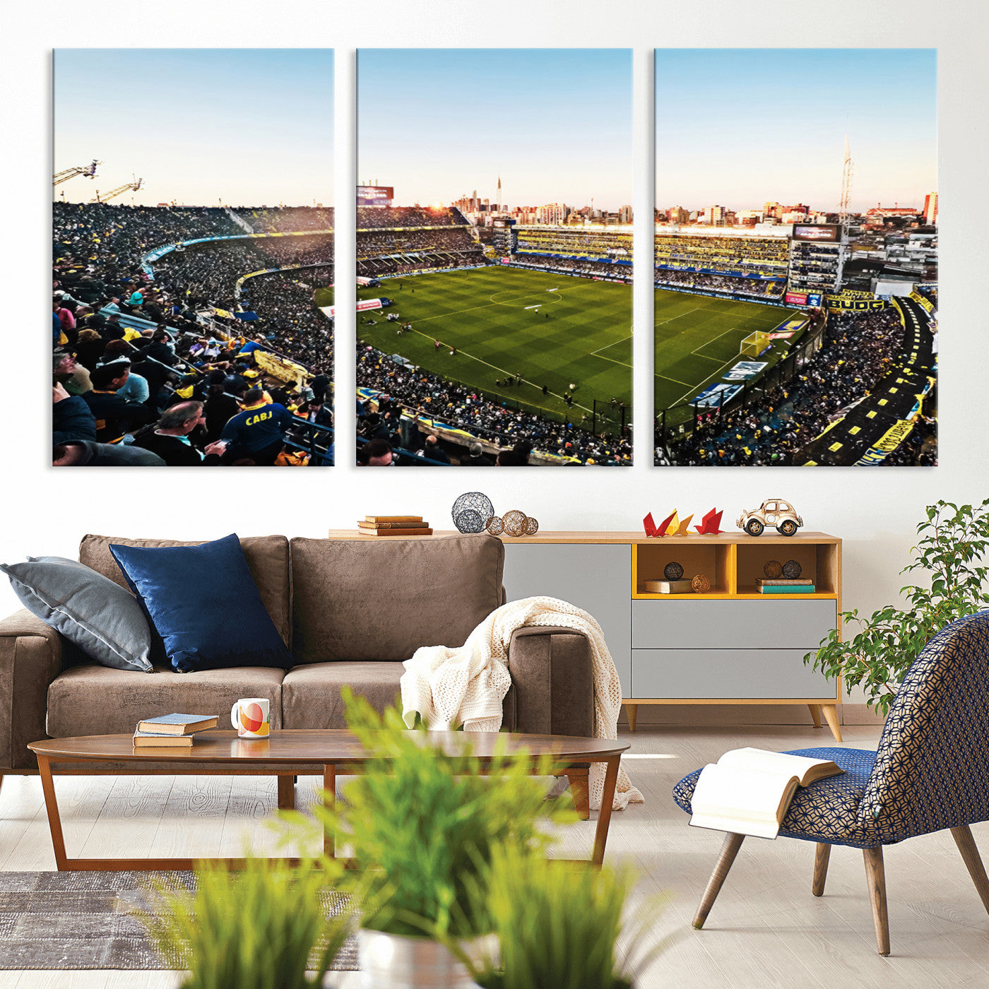 MGV-CV-60X30-3P - Boca Juniors Soccer Team Print - Buenos Aires Bombonera Stadium Wall Art Canvas Print