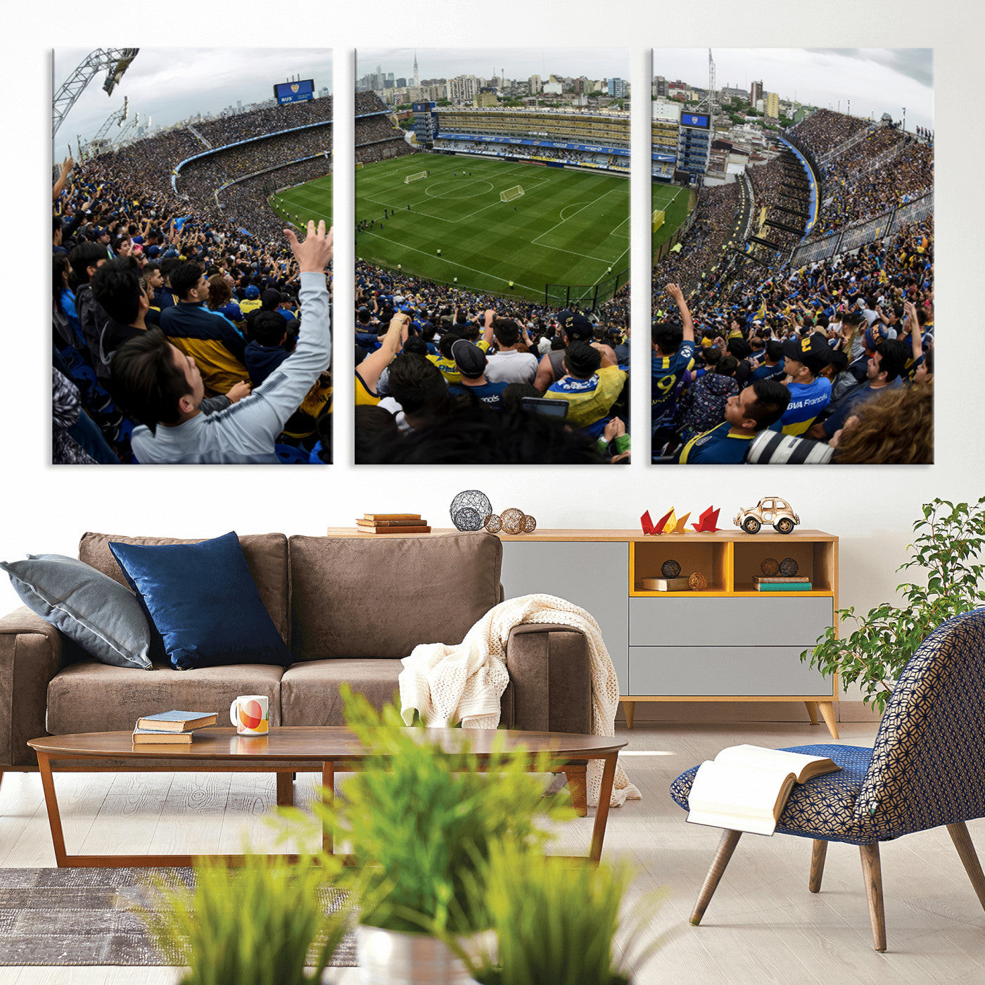 MGV-CV-60X30-3P - Boca Juniors Soccer Team Print - Buenos Aires Bombonera Stadium Wall Art Canvas Print