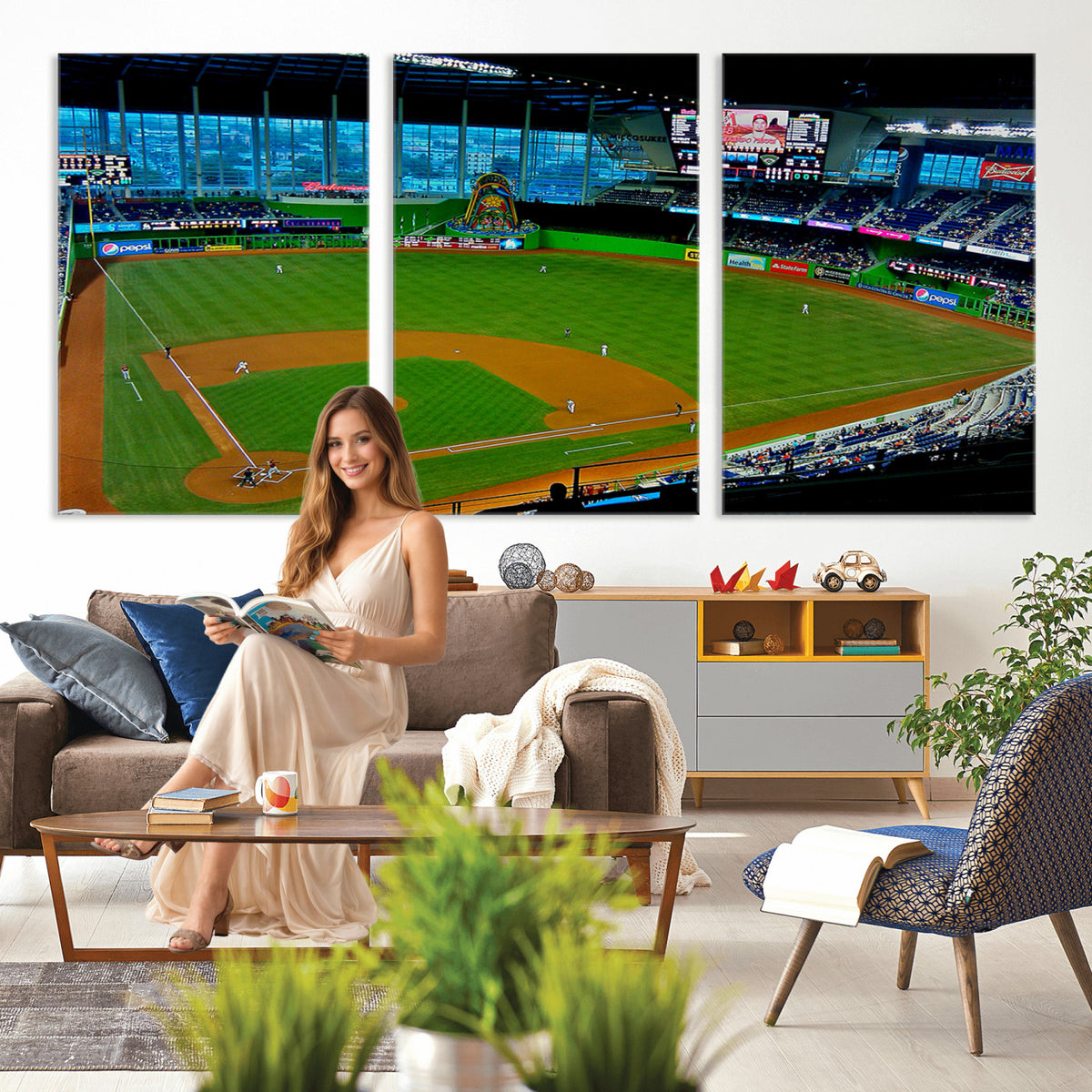 51207-MGV-CV-36X24 - Miami Marlins Baseball Team Print, Miami LoanDepot Park