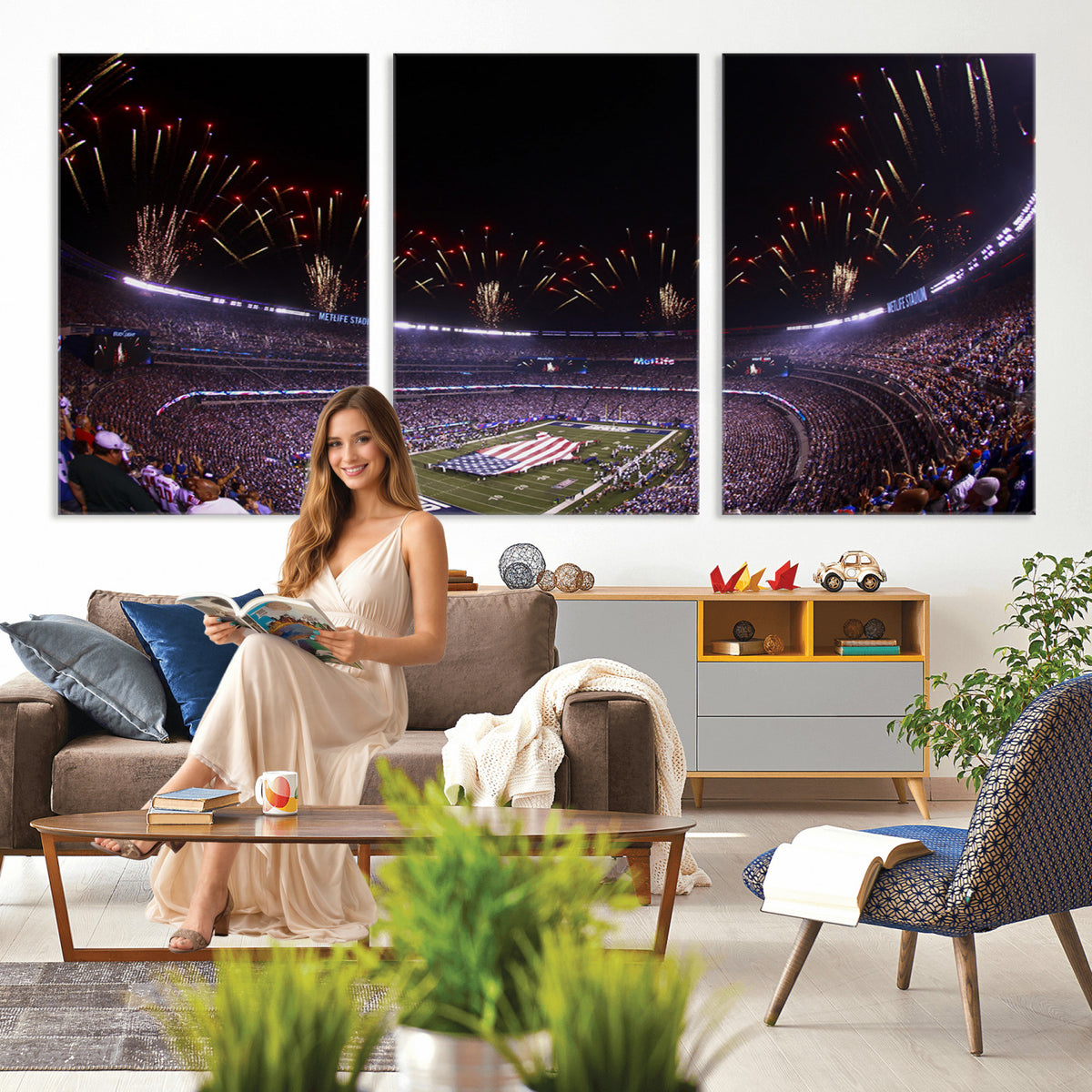 56360-MGV-CV-36X24 - New York Giants Football Team Print, East Rutherford MetLife Stadium Wall Art