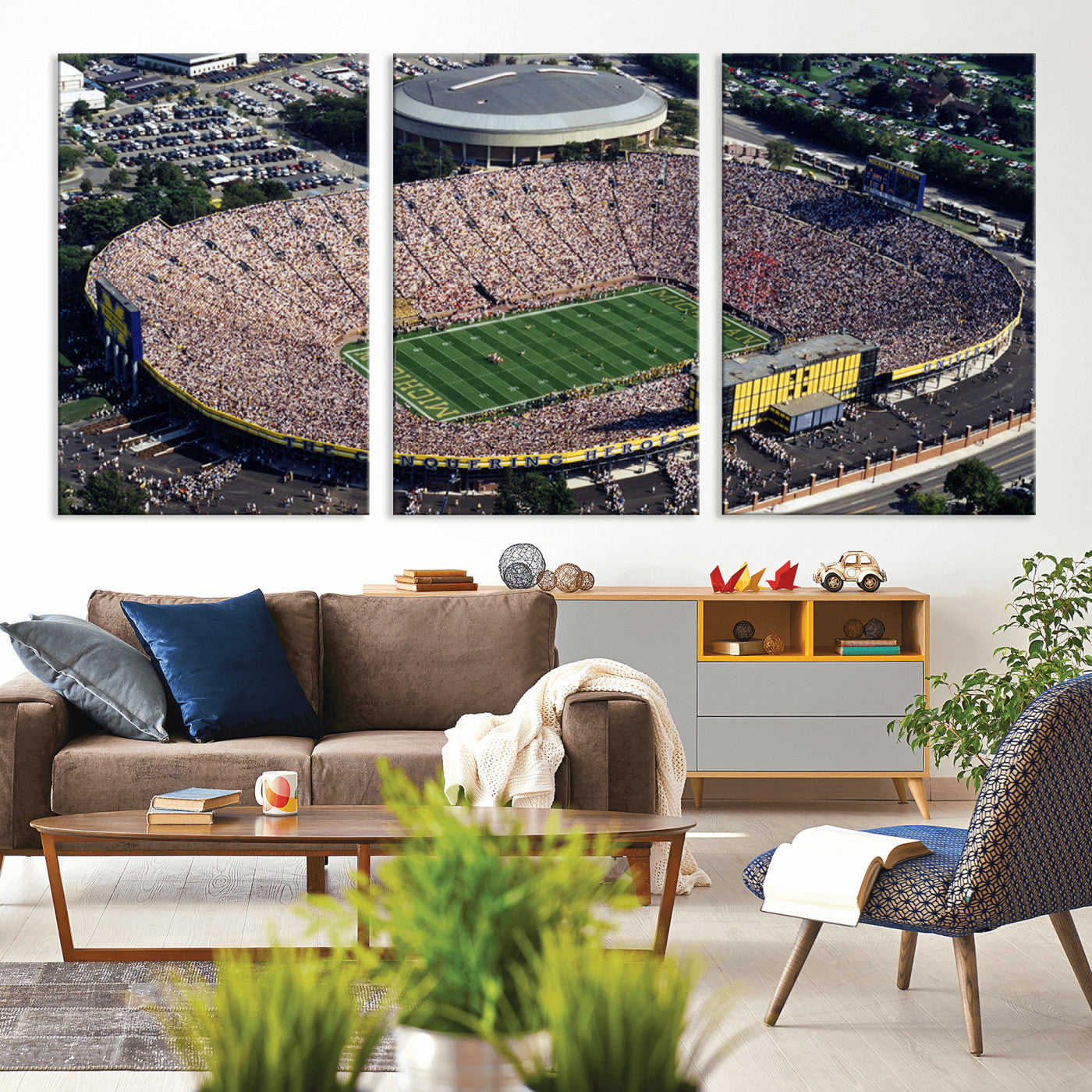 MGV-CV-60X30-3P - Michigan Wolverines Football Team Print - Ann Arbor Michigan Stadium Print, Michigan Wolverines
