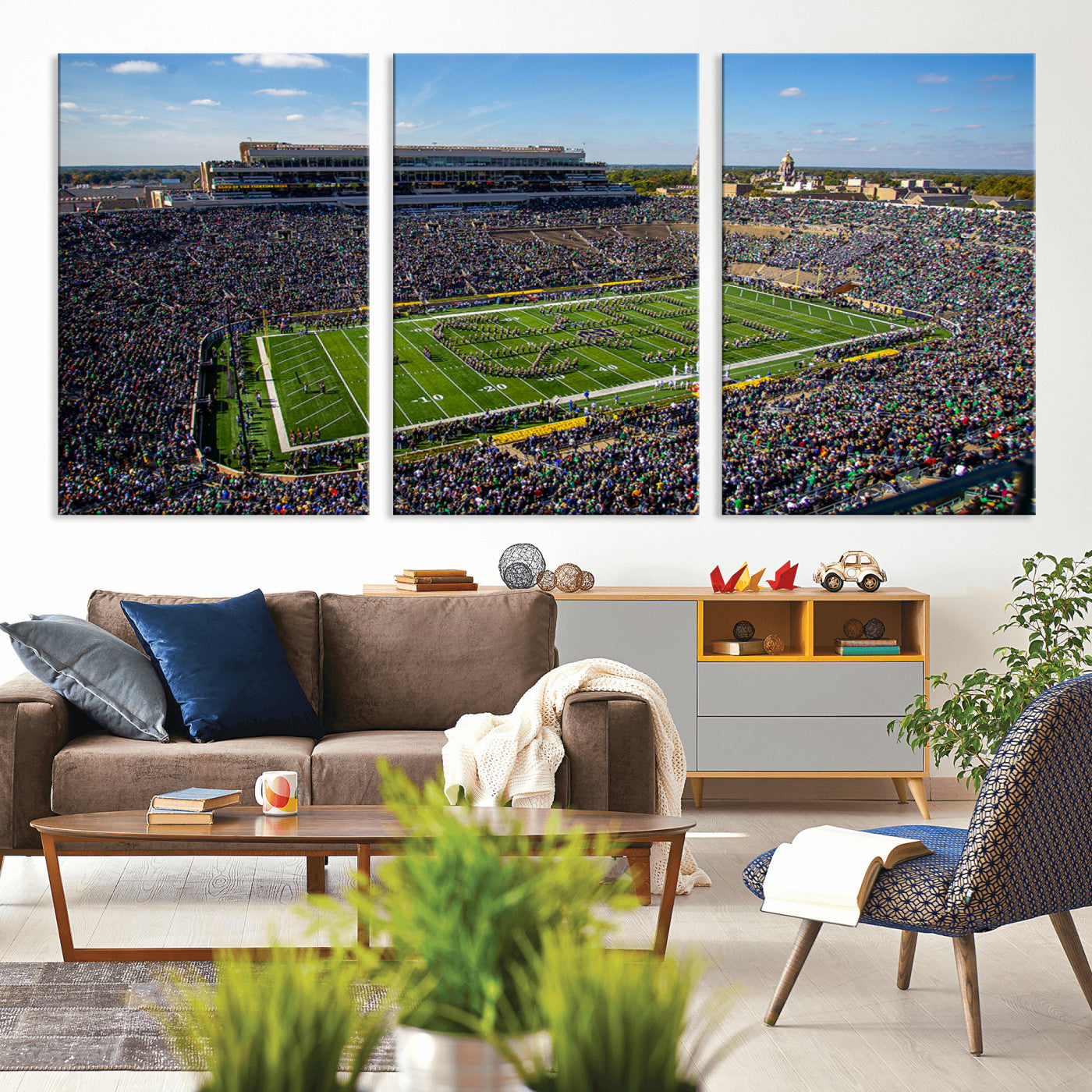 MGV-CV-60X30-3P - Notre Dame Fighting Irish Football Team Print - Notre Dame Stadium Wall Art Canvas Print