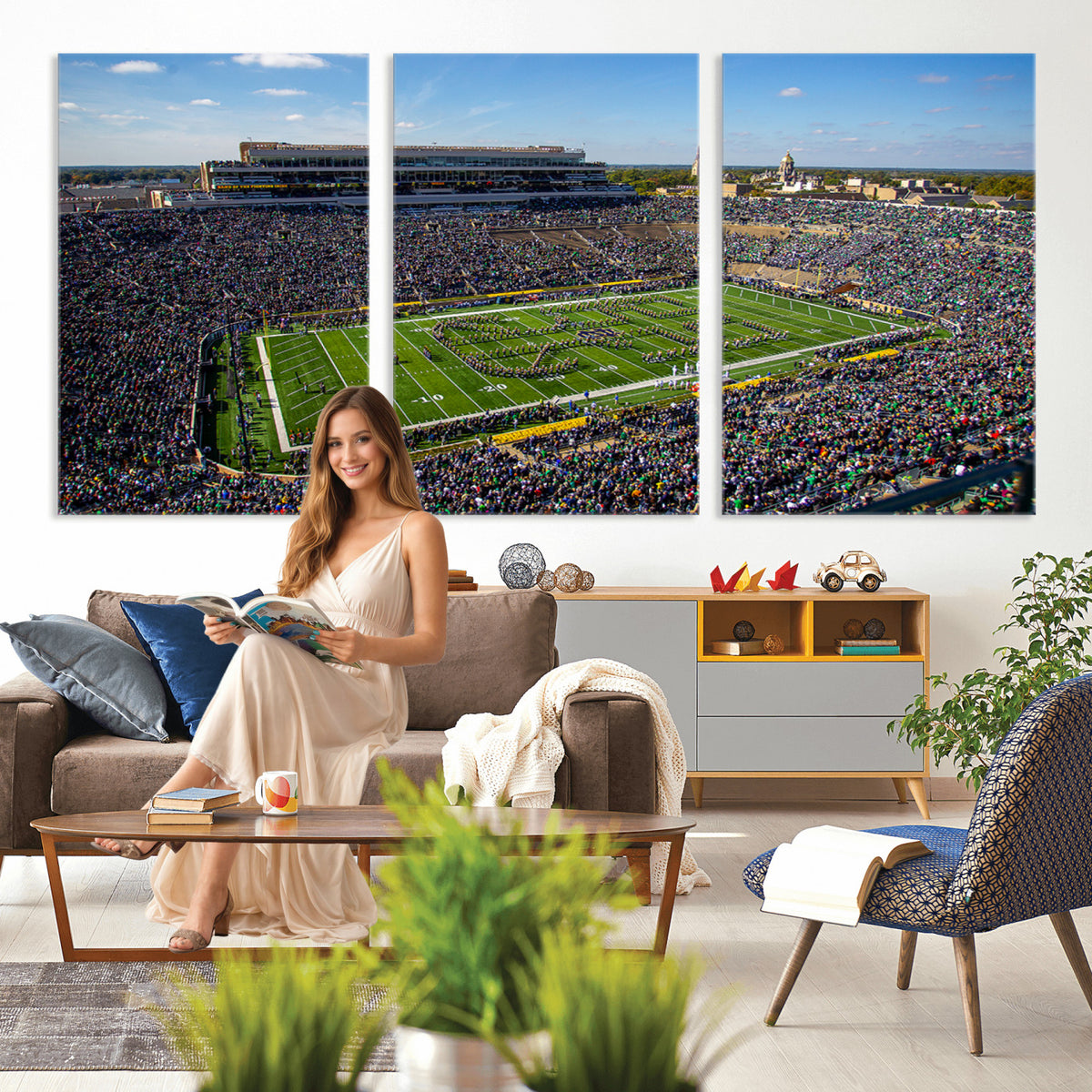 50114-MGV-CV-36X24 - Notre Dame Fighting Irish Football Team Print, Notre Dame Stadium Wall Art
