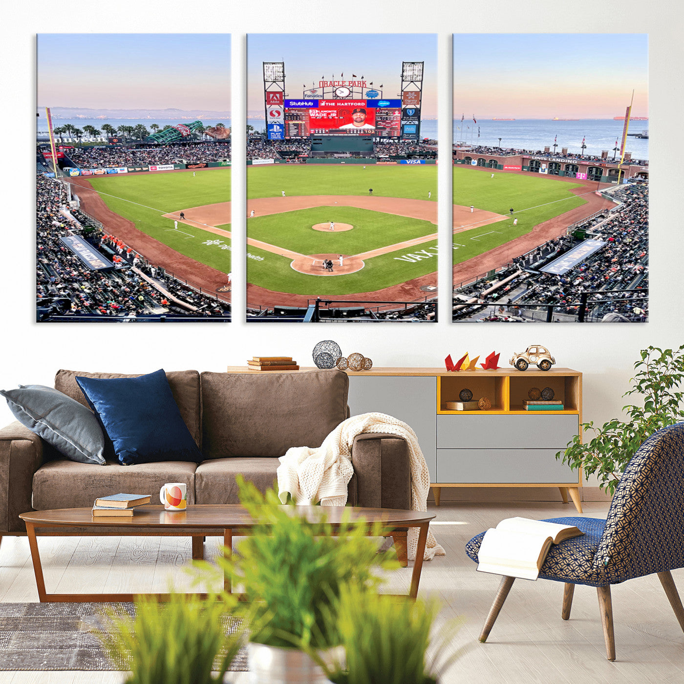 MGV-CV-60X30-3P - San Francisco Giants Baseball Team Print - Oracle Park Stadium Wall Art Canvas Print