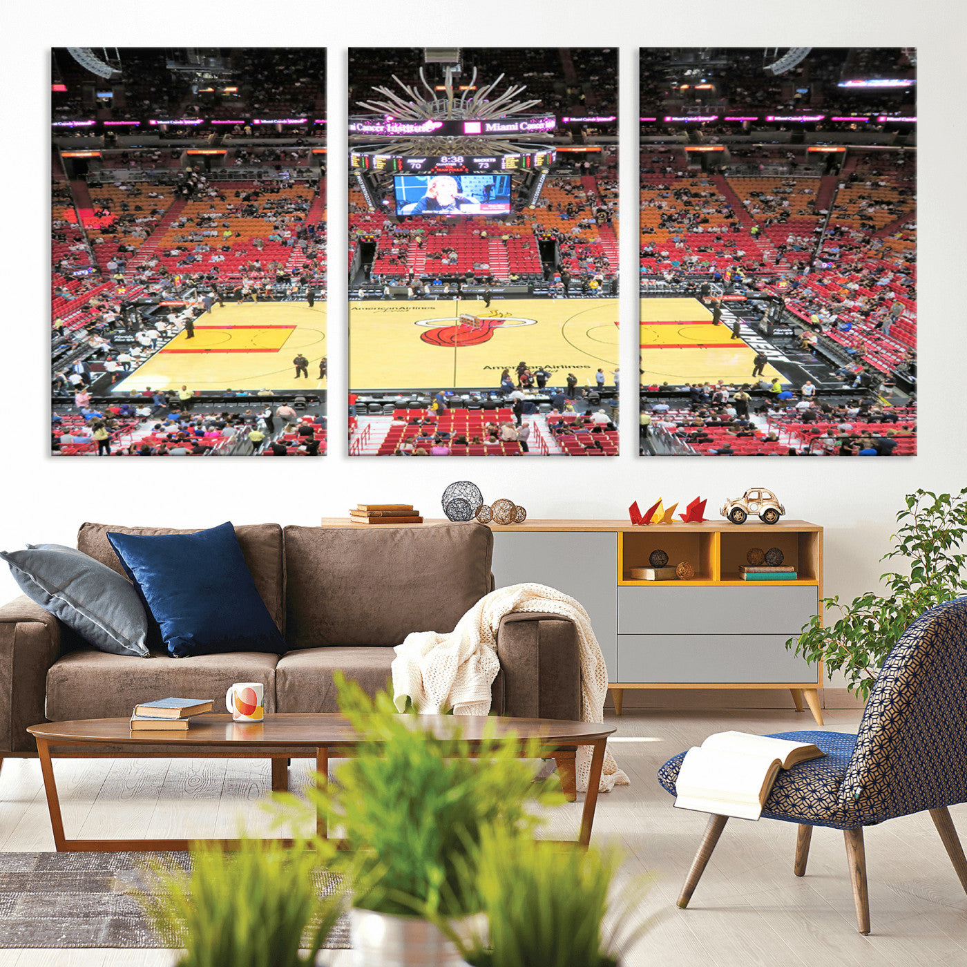MGV-CV-60X30-3P - Miami Heat Basketball Team Print Wall Art- Kaseya Center Stadium Wall Art Canvas Print