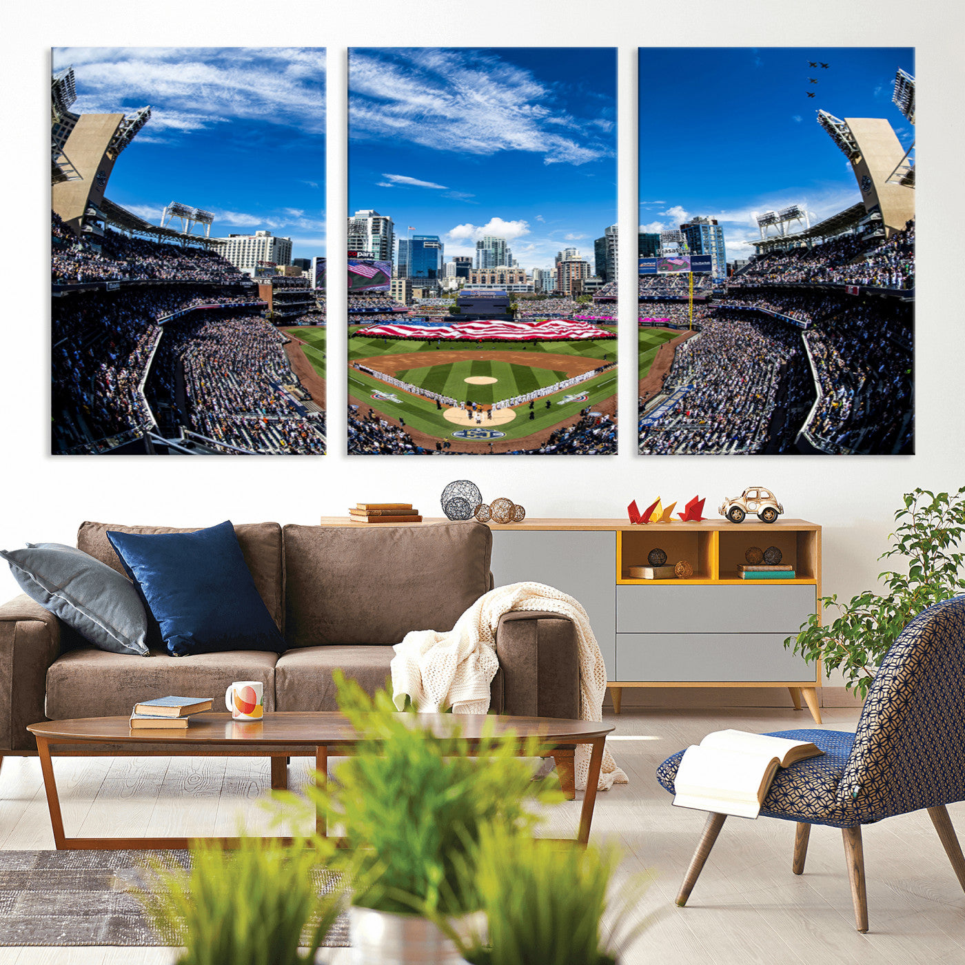 MGV-CV-60X30-3P - San Diego Padres Baseball Team Print - Petco Park Stadium Wall Art Canvas Print