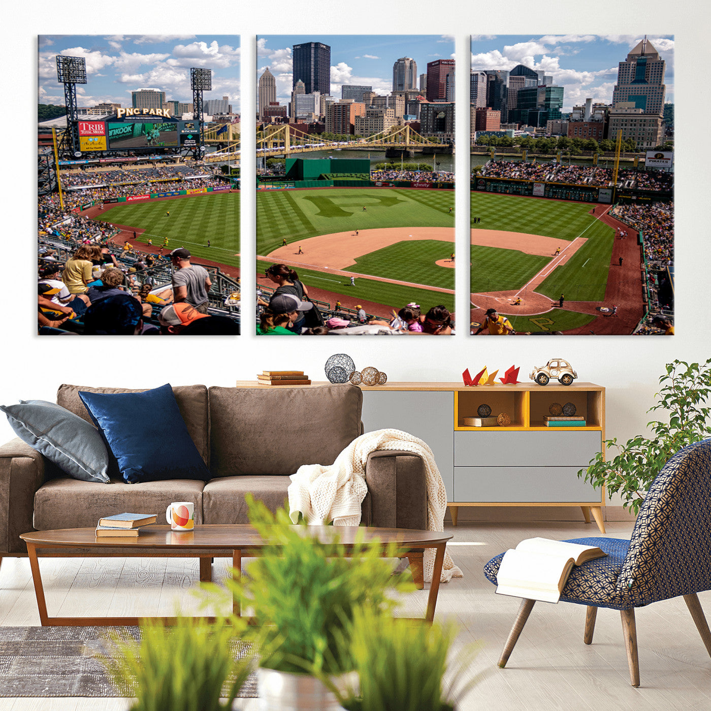 MGV-CV-60X30-3P - Pittsburgh Pirates Baseball Team Print - PNC Park Stadium Wall Art Canvas Print - Ready to Hang