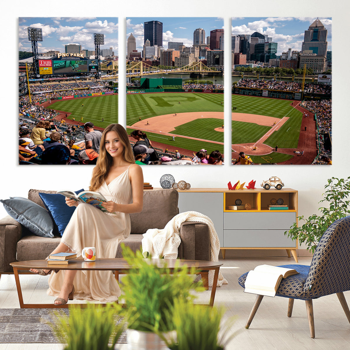 66872-MGV-CV-36X24 - Pittsburgh Pirates Baseball Team Print, PNC Park Stadium