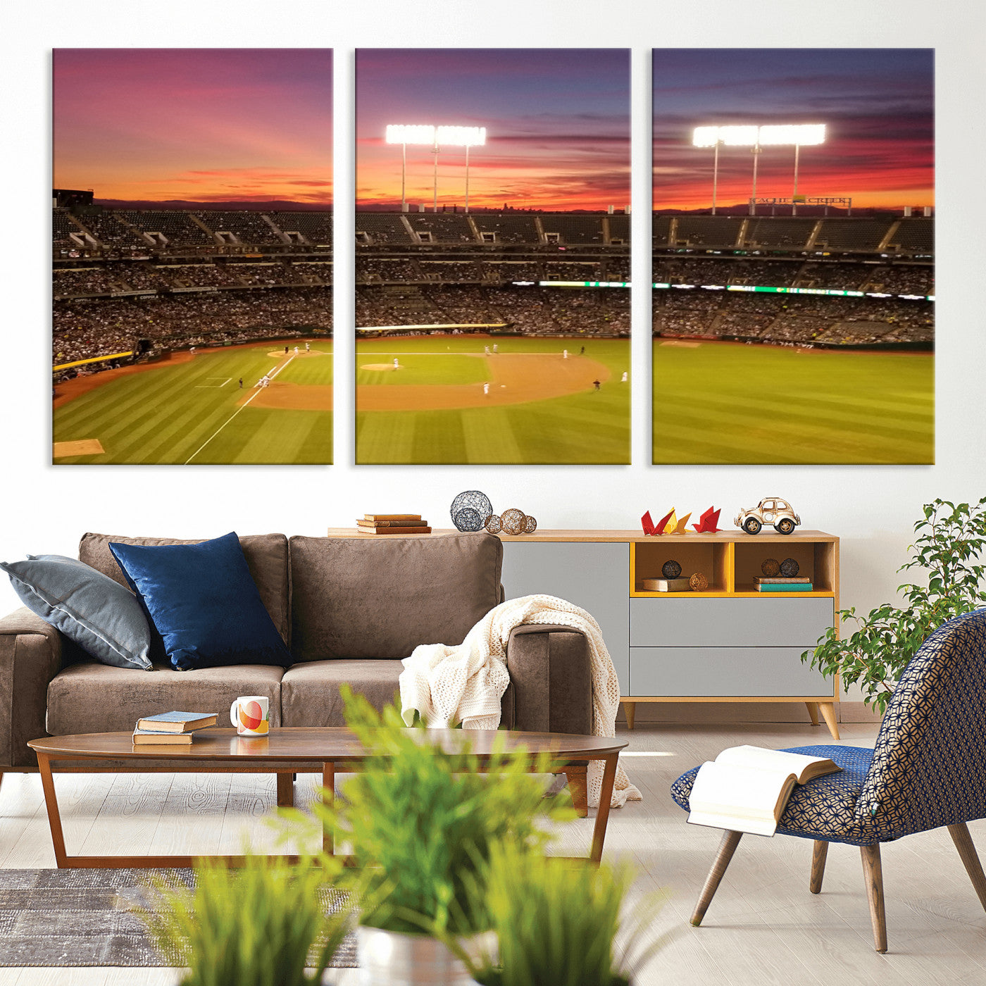 MGV-CV-60X30-3P - Oakland Athletics Baseball Team Print - Oakland Coliseum Stadium Wall Art Canvas Print