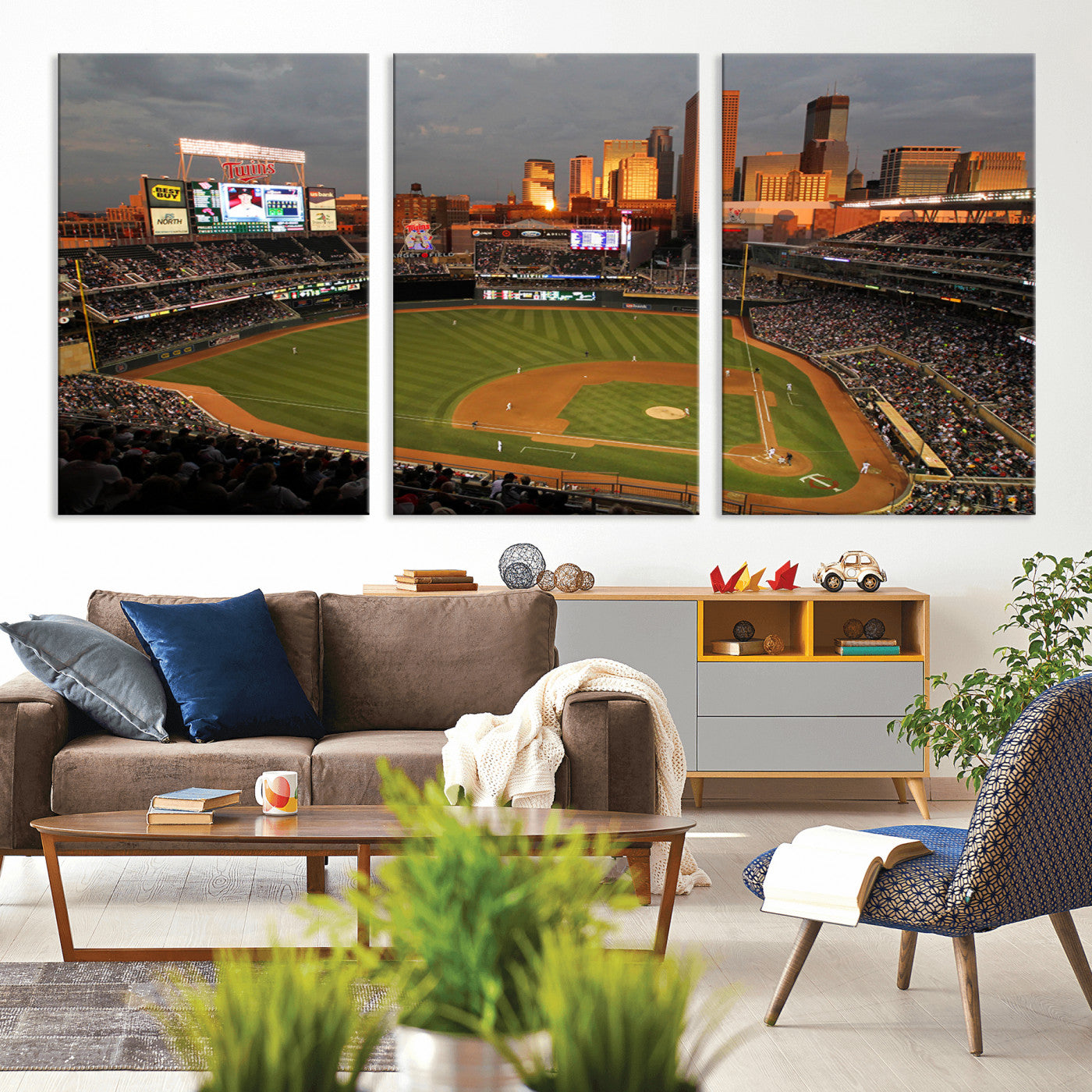 MGV-CV-60X30-3P - Minnesota Twins Baseball Team Print - Minneapolis Target Field Stadium Wall Art Canvas Print