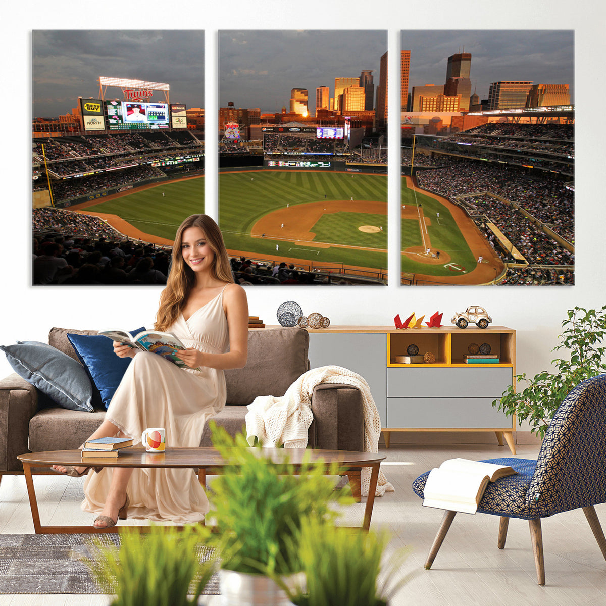 99822-MGV-CV-36X24 - Minnesota Twins Baseball Team Print, Minneapolis Target Field Stadium Wall Art