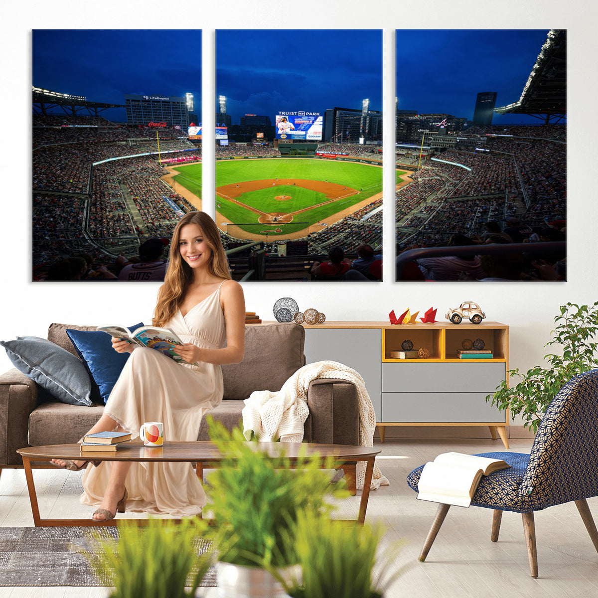 88590-MGV-CV-36X24 - Truist Park Night Game Canvas Art, Atlanta Braves Stadium