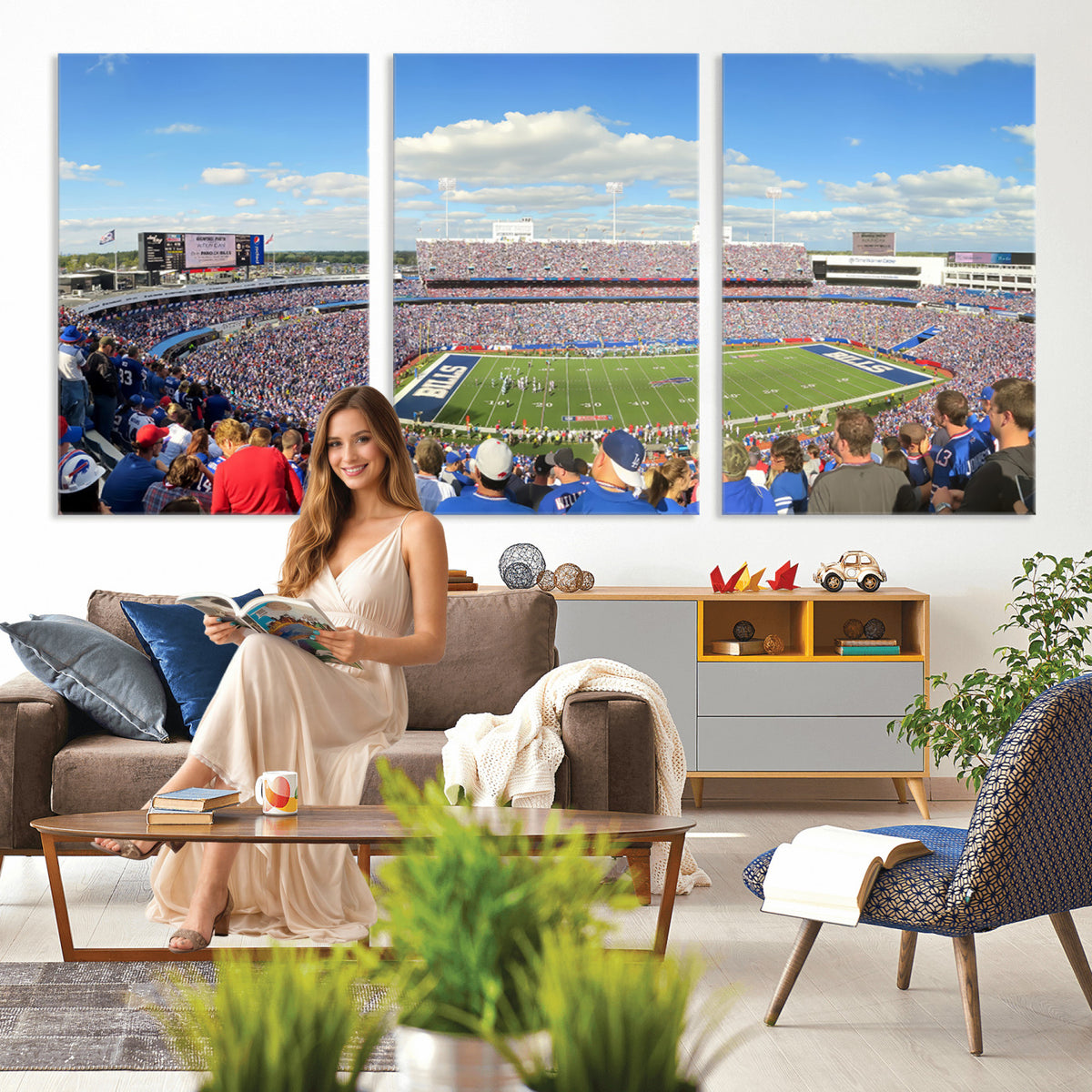 35302-MGV-CV-36X24 - Buffalo Bills NFL Football Team Print, Game Day at Buffalo Highmark Stadium