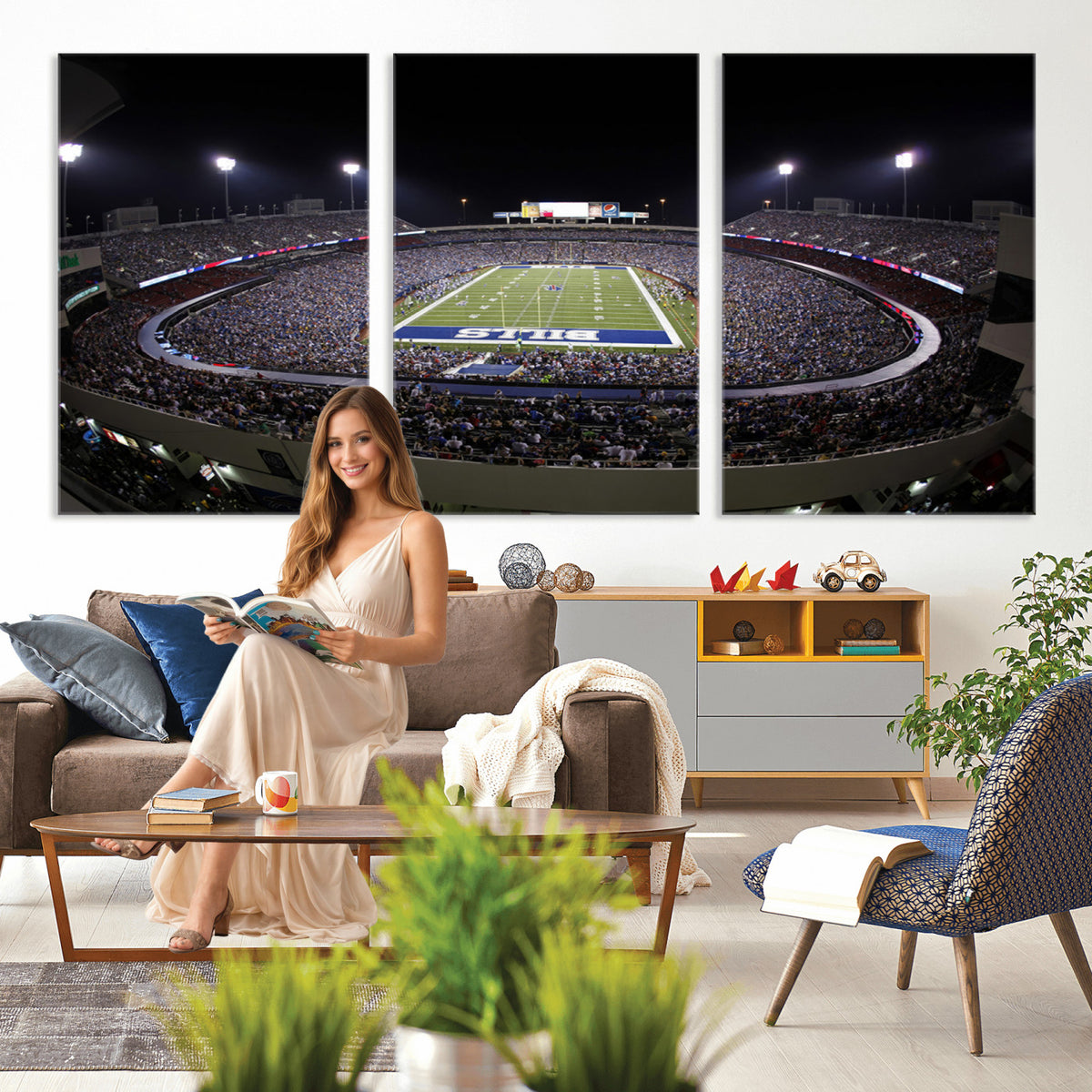 98546-MGV-CV-36X24 - Buffalo Bills NFL Football Team Print, Buffalo Highmark Stadium Wall Art