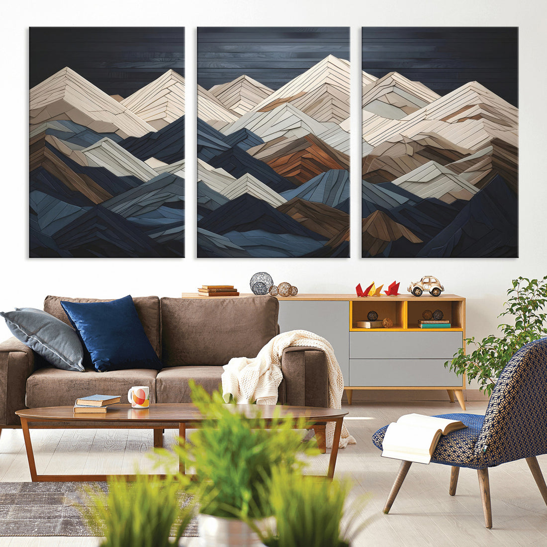 Wood Mountain Wall Art, Mountain Canvas Print Wood Decor